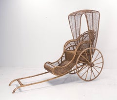 Asian Wicker and Bamboo Rickshaw Mid-Century