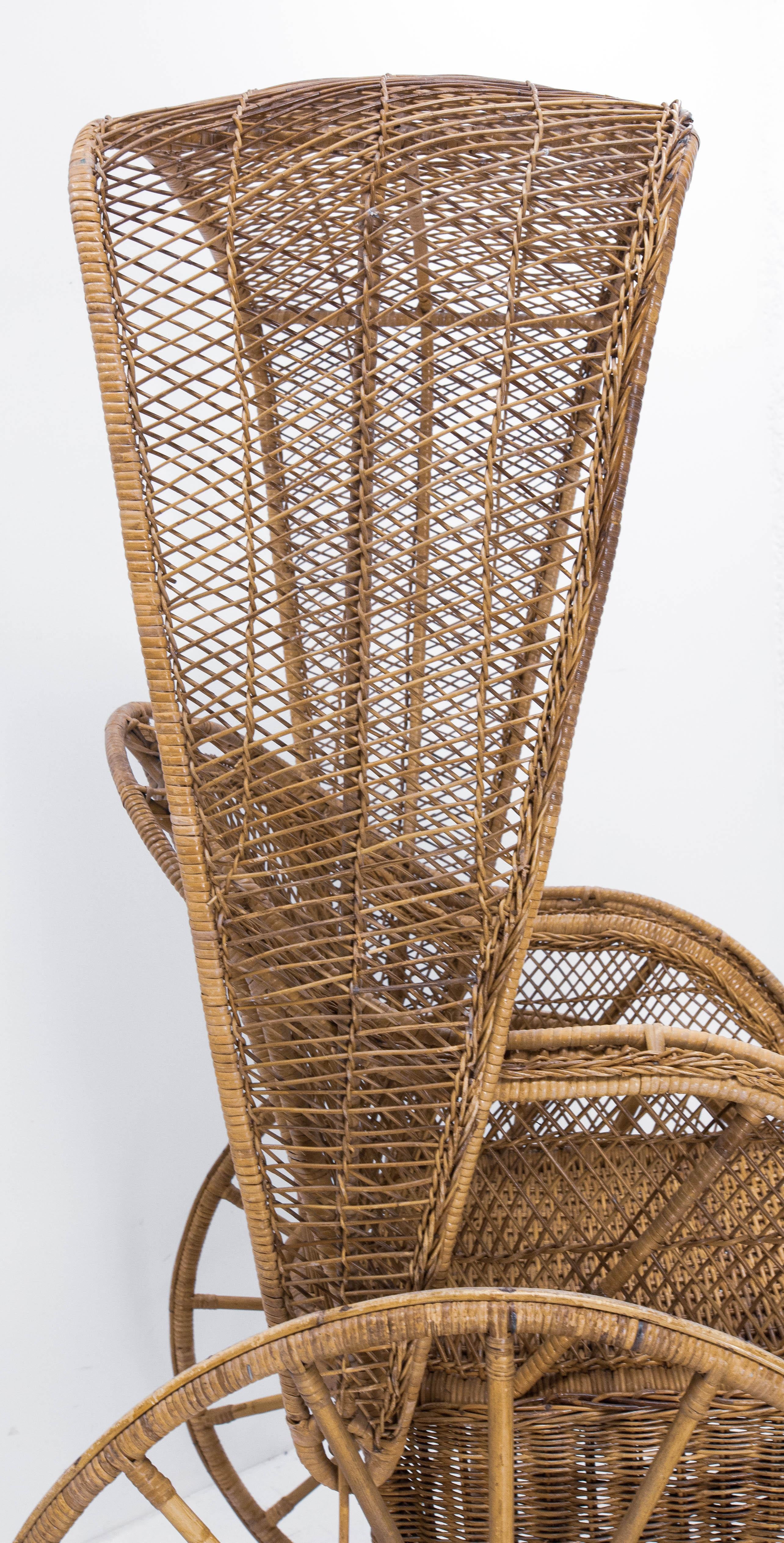 Late 20th Century Asian Wicker and Bamboo Rickshaw Mid-Century For Sale