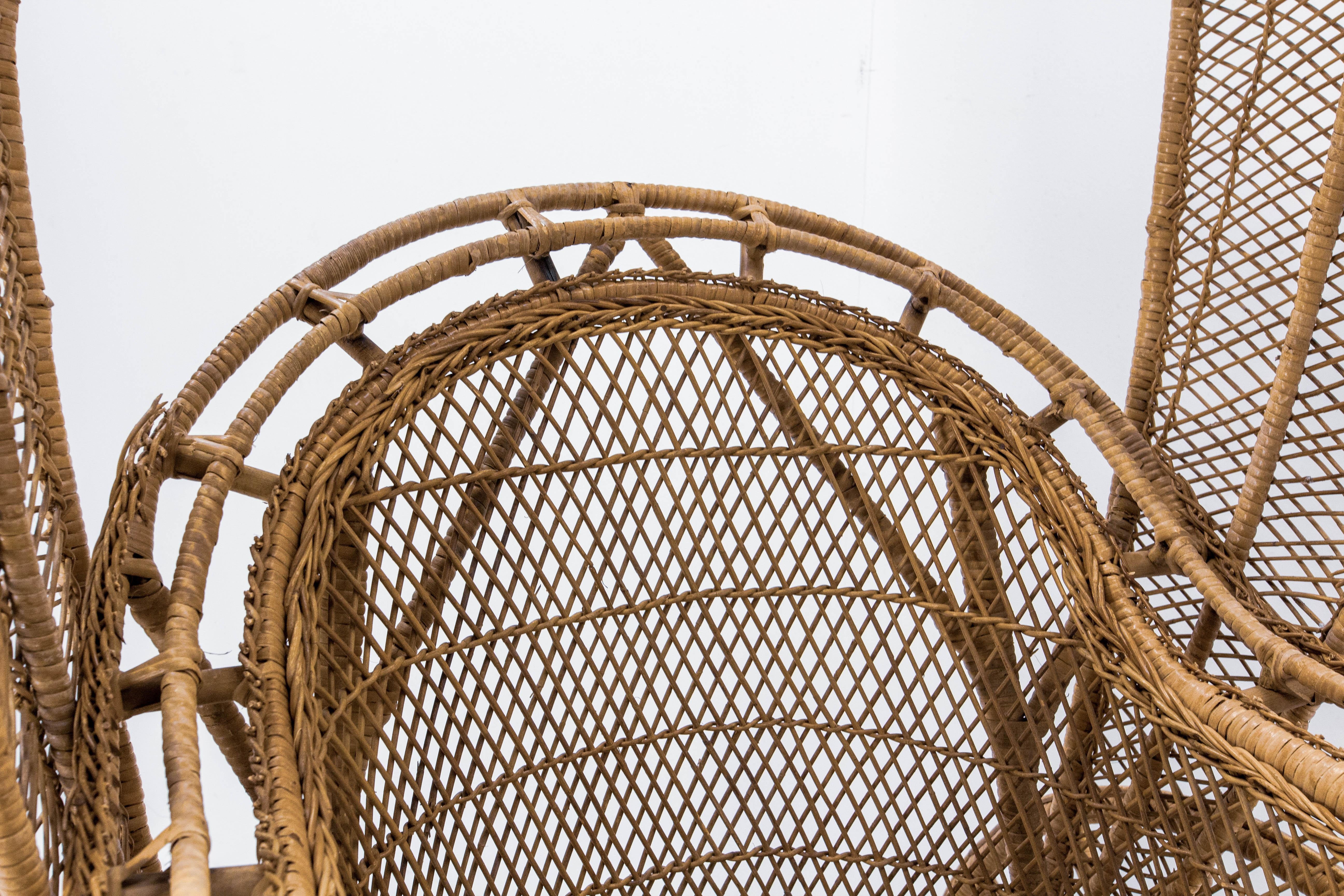 Rattan Asian Wicker and Bamboo Rickshaw Mid-Century For Sale