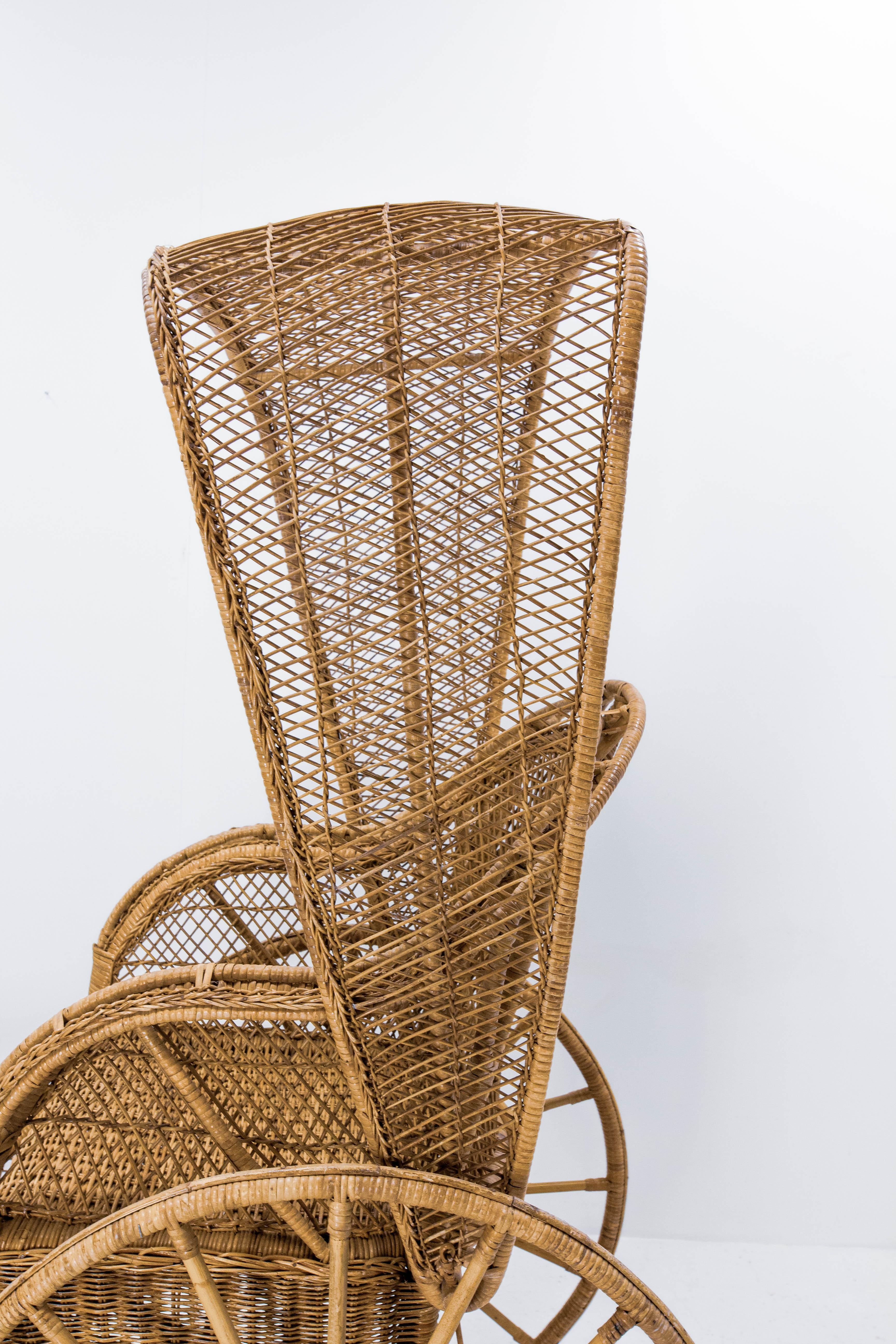 Asian Wicker and Bamboo Rickshaw Mid-Century For Sale 1