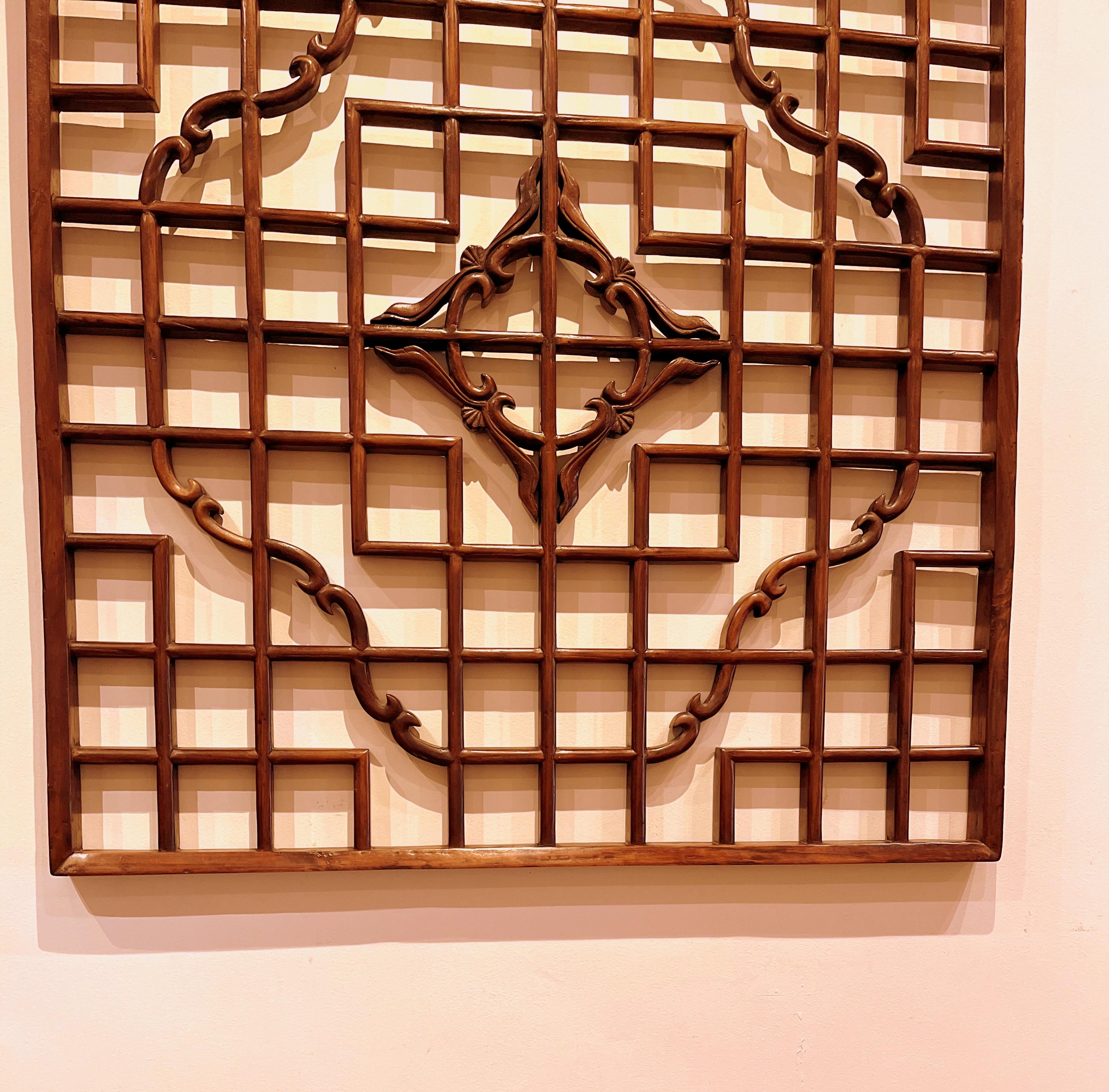 Chinese  Asian Window Panels with Geometric Design For Sale