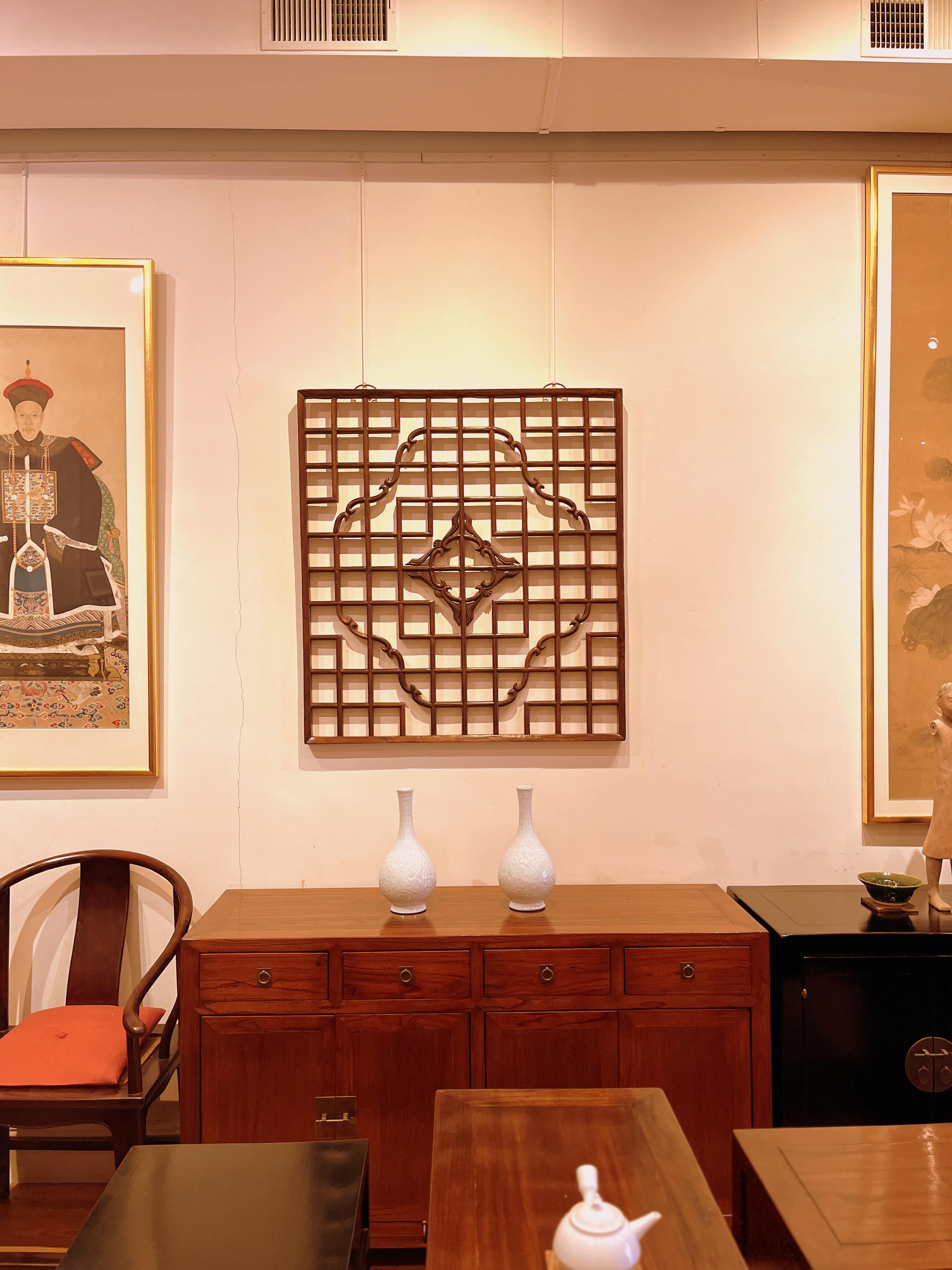 20th Century  Asian Window Panels with Geometric Design For Sale