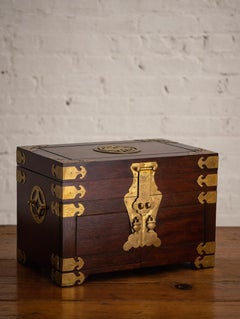 Asian Wood and Brass Jewelry Box