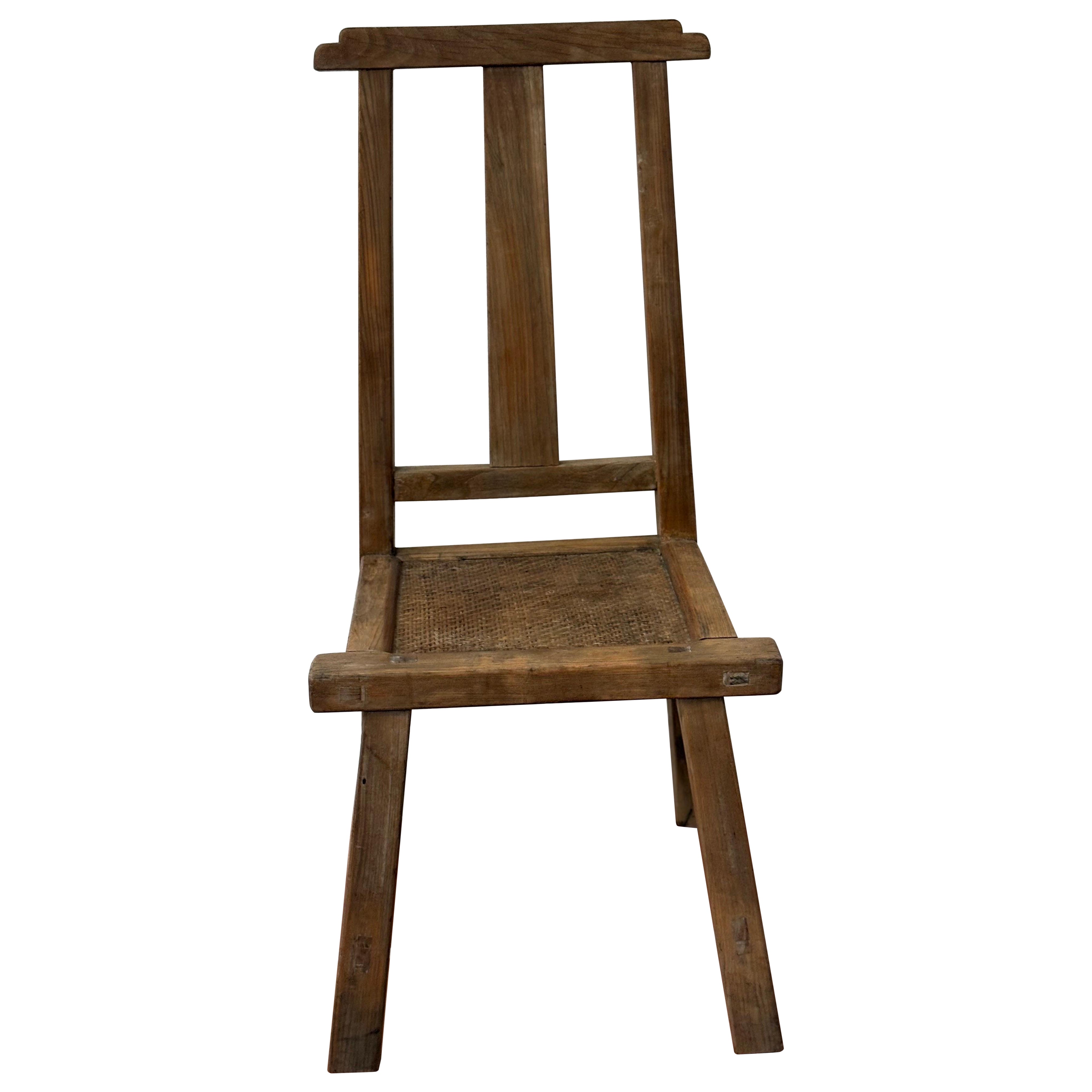 Asiatisches Holz kleiner Beistellstuhl im Angebot