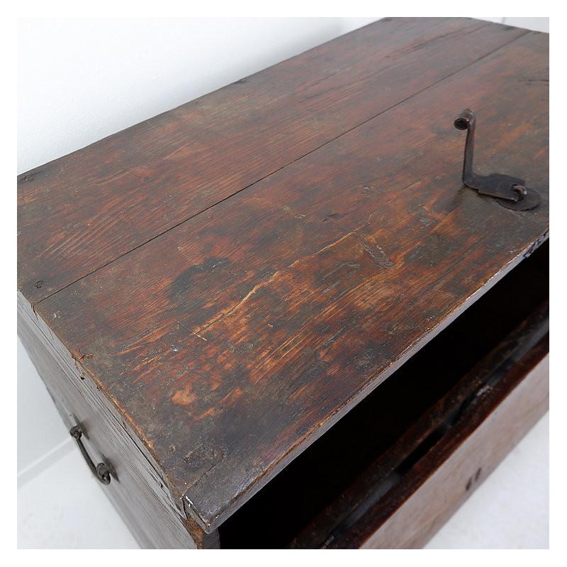 Asian wooden chest with decorative fittings For Sale 6