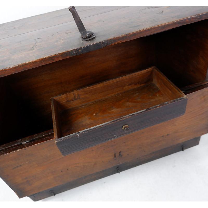 Asian wooden chest with decorative fittings For Sale 7