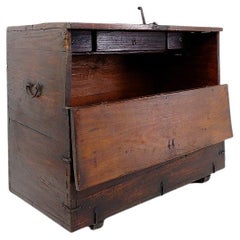 Antique Asian wooden chest with decorative fittings