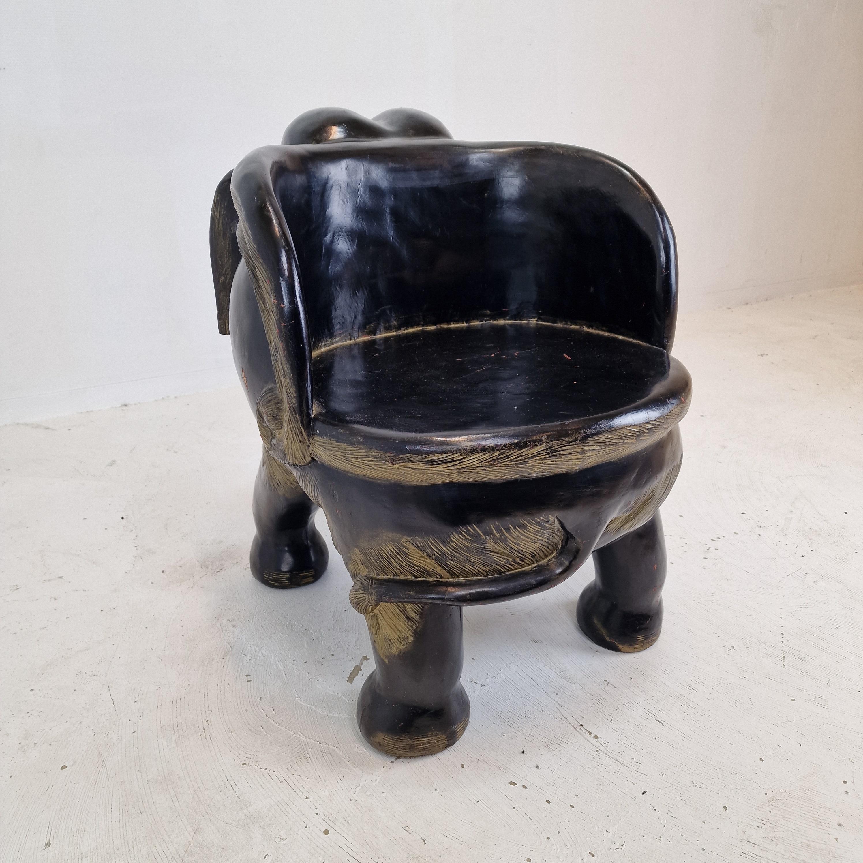 Asian Wooden Elephant Chair, 1900's For Sale 1
