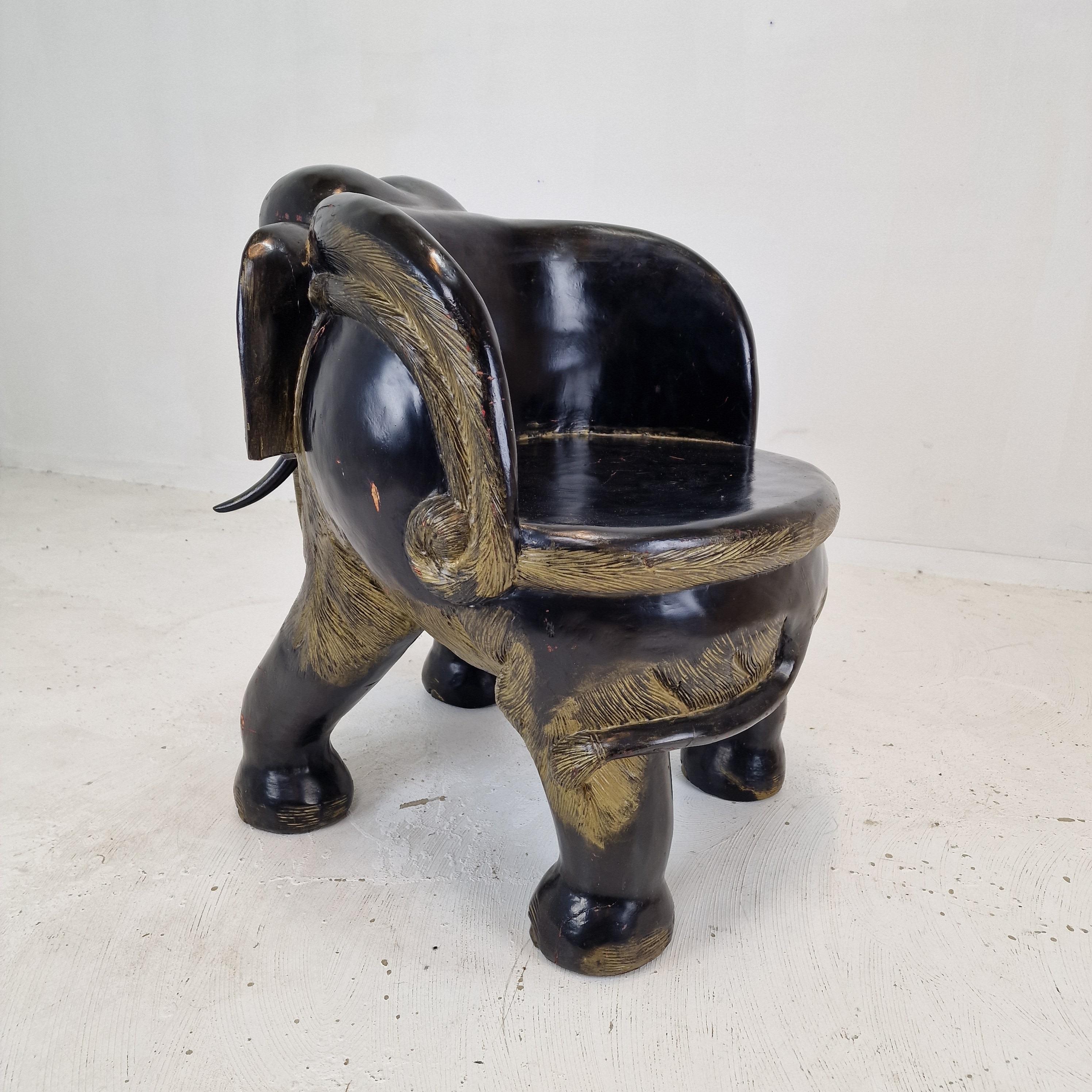 Asian Wooden Elephant Chair, 1900's For Sale 3
