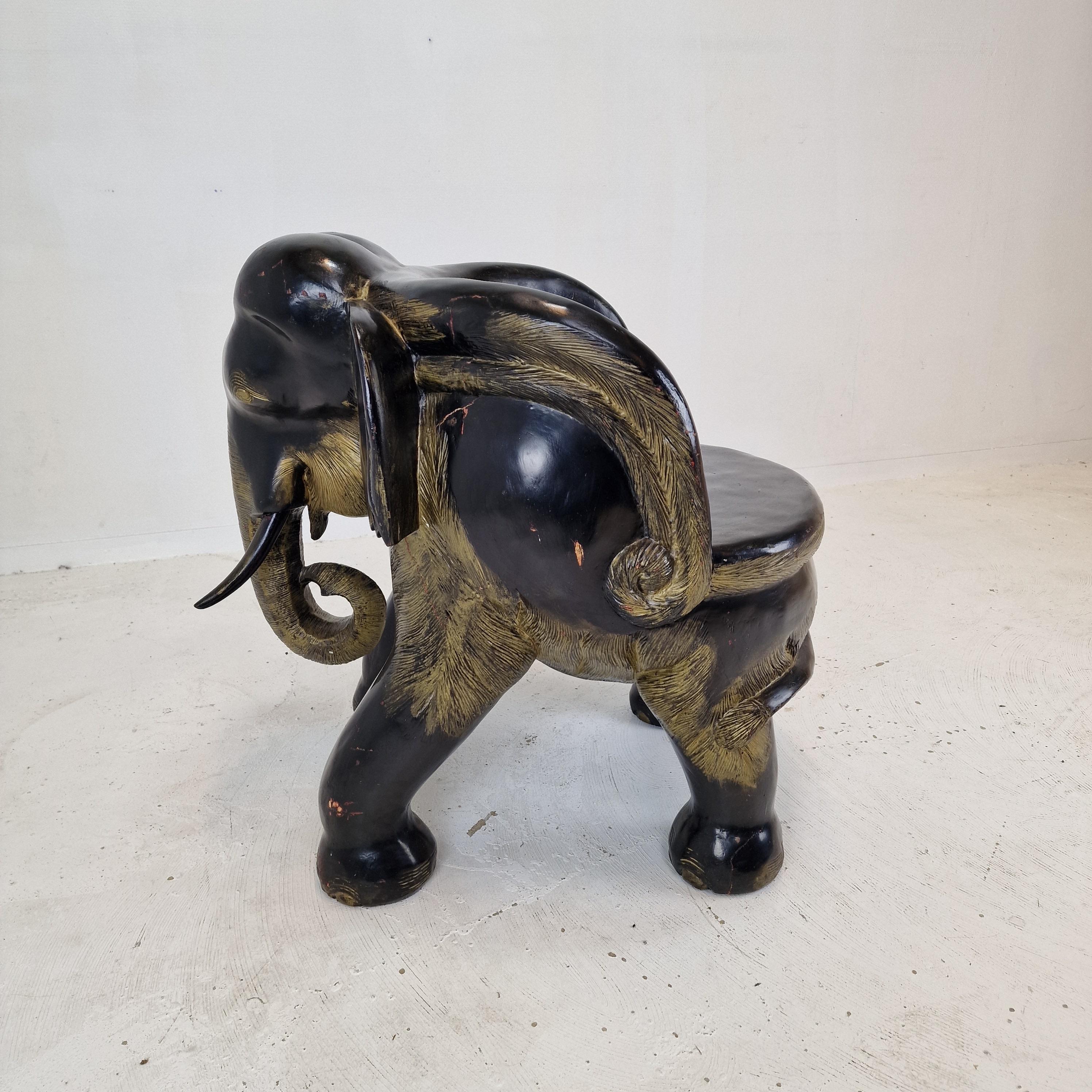 Asian Wooden Elephant Chair, 1900's For Sale 4