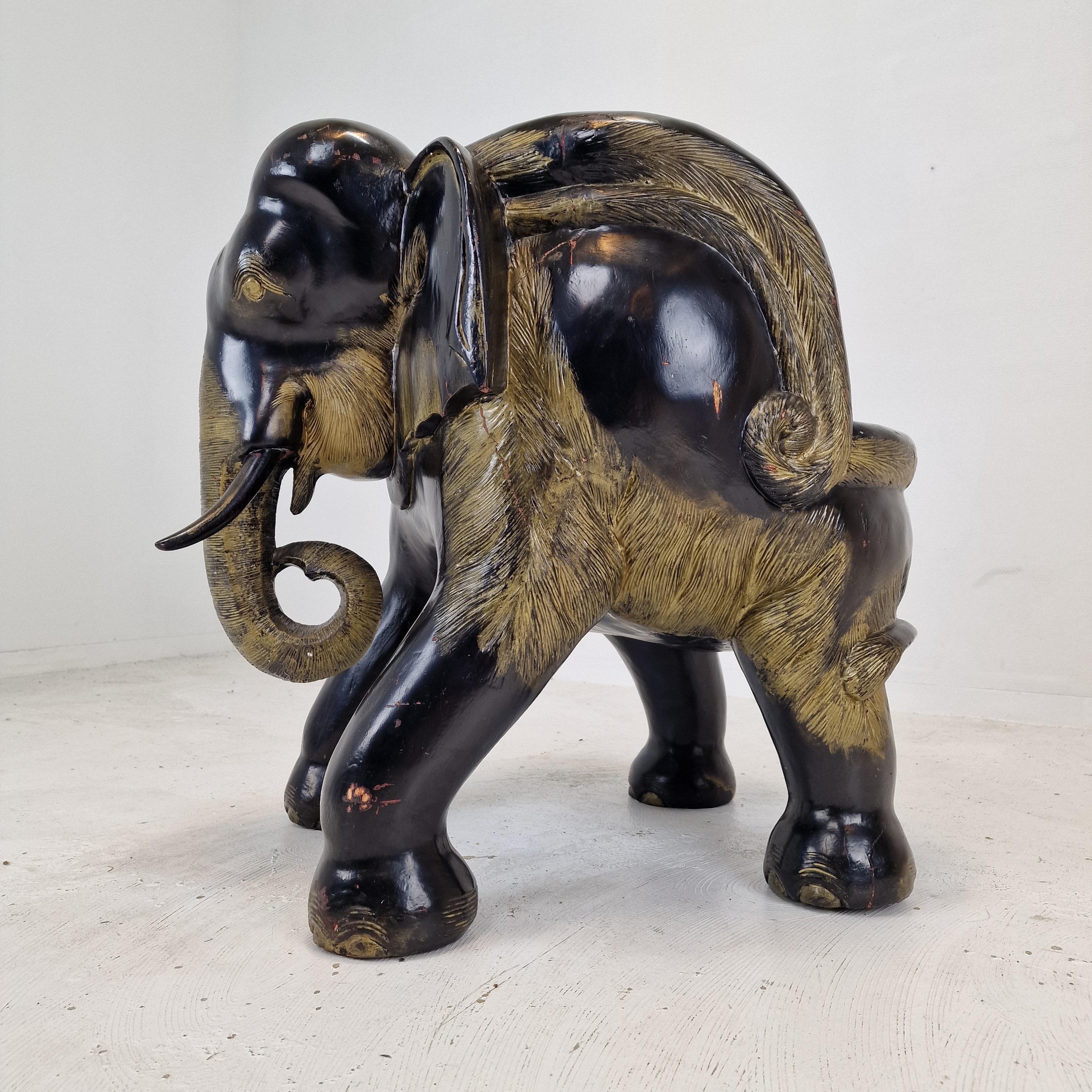 Asian Wooden Elephant Chair, 1900's For Sale 5