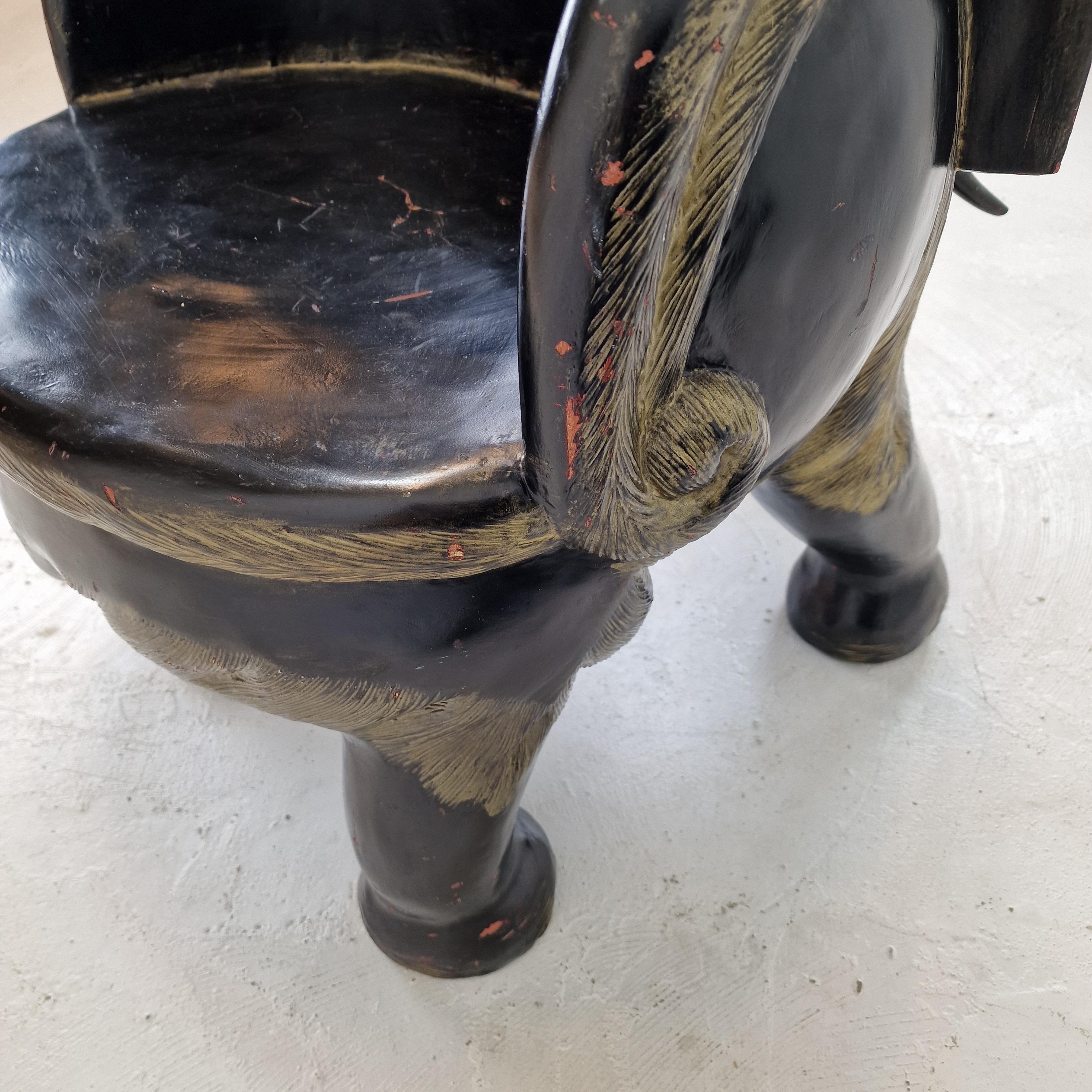 Asian Wooden Elephant Chair, 1900's For Sale 11
