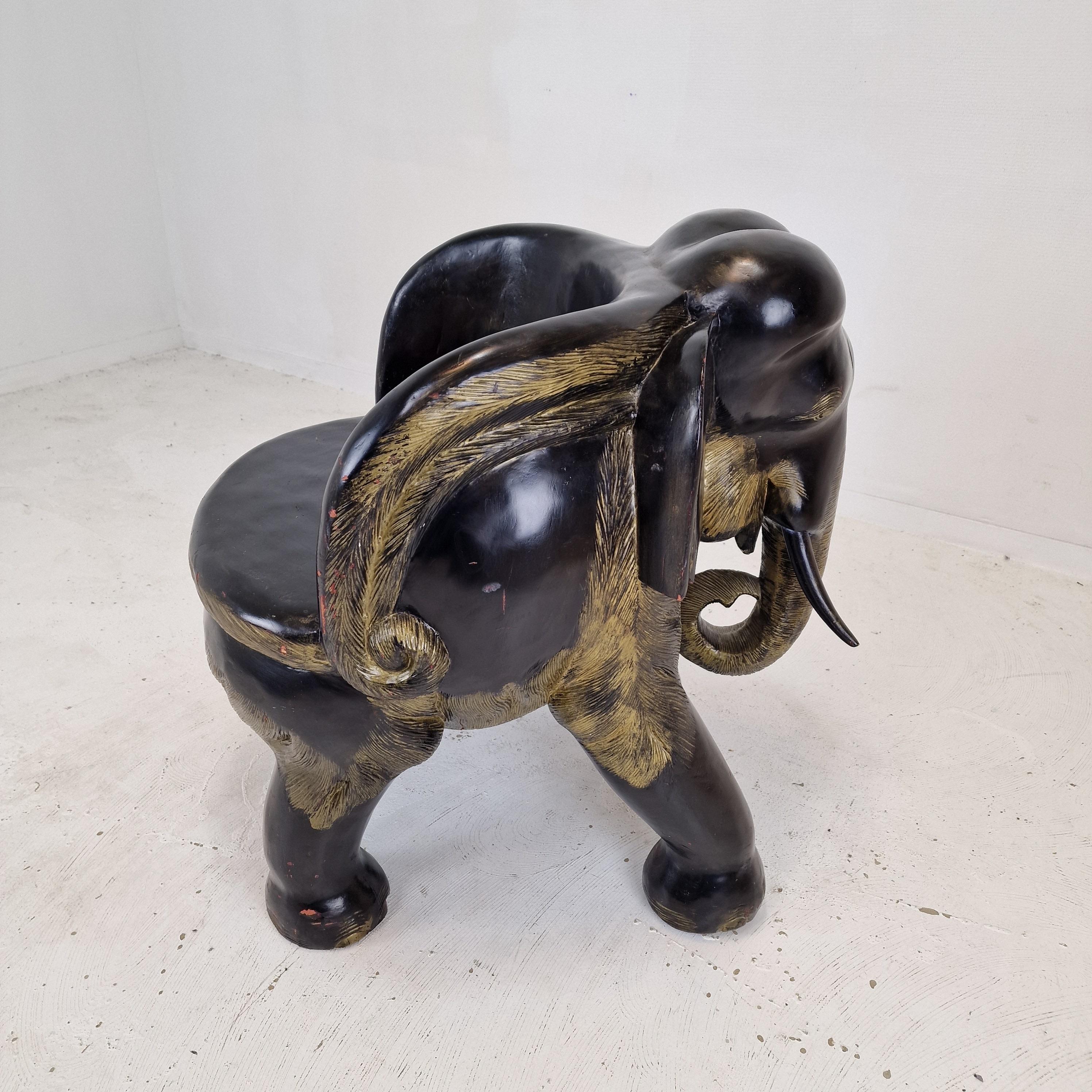 Indonesian Asian Wooden Elephant Chair, 1900's For Sale