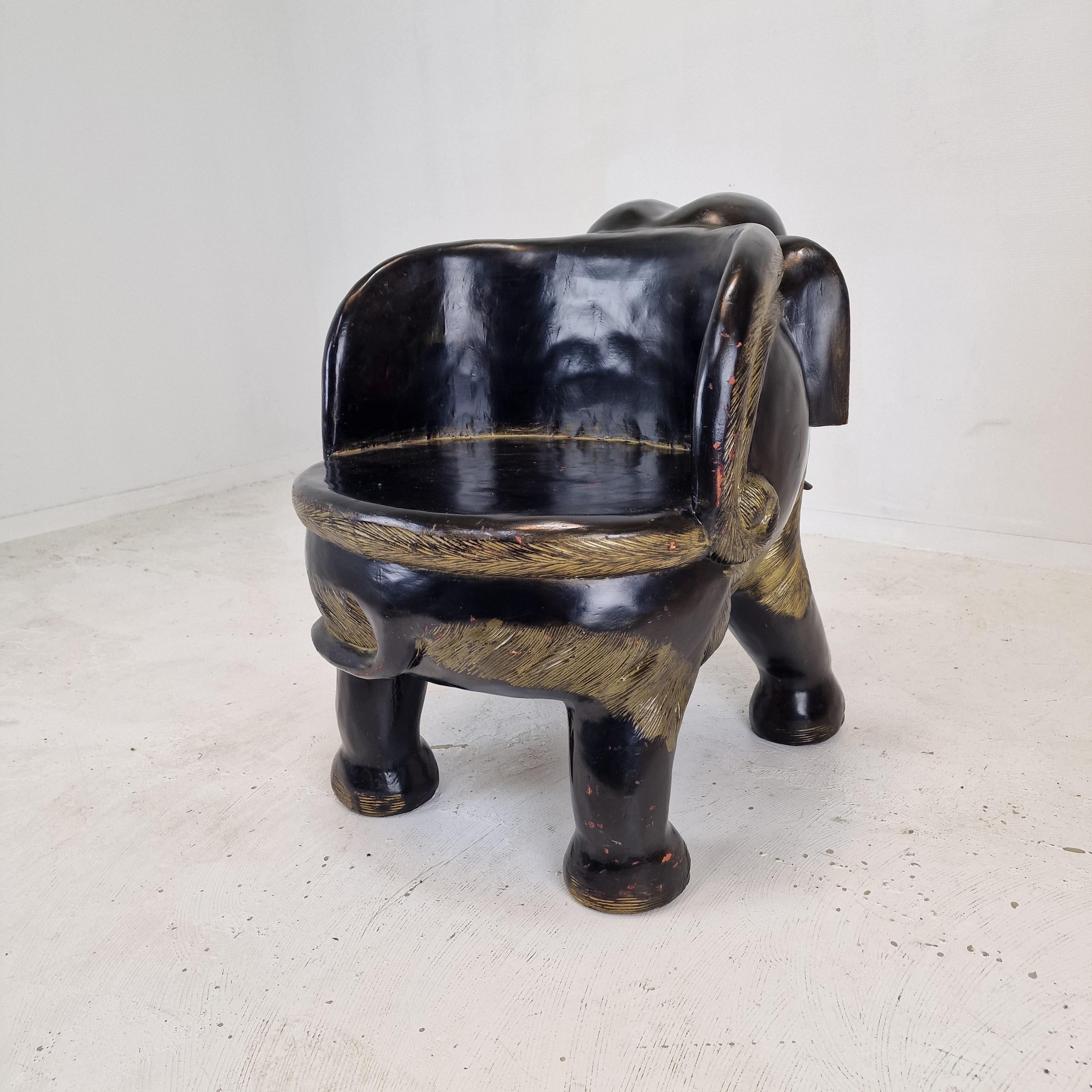 Asian Wooden Elephant Chair, 1900's In Good Condition For Sale In Oud Beijerland, NL