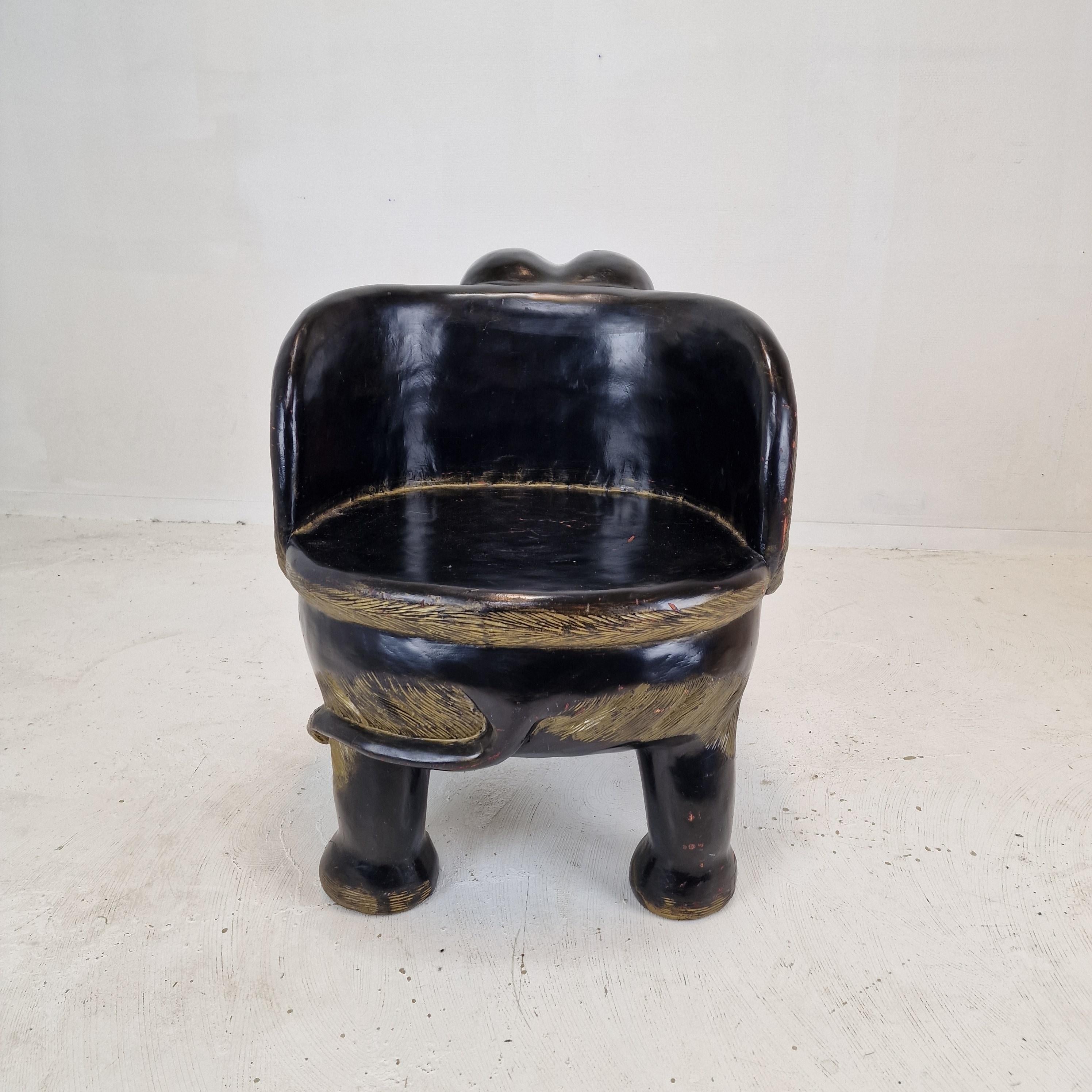 20th Century Asian Wooden Elephant Chair, 1900's For Sale