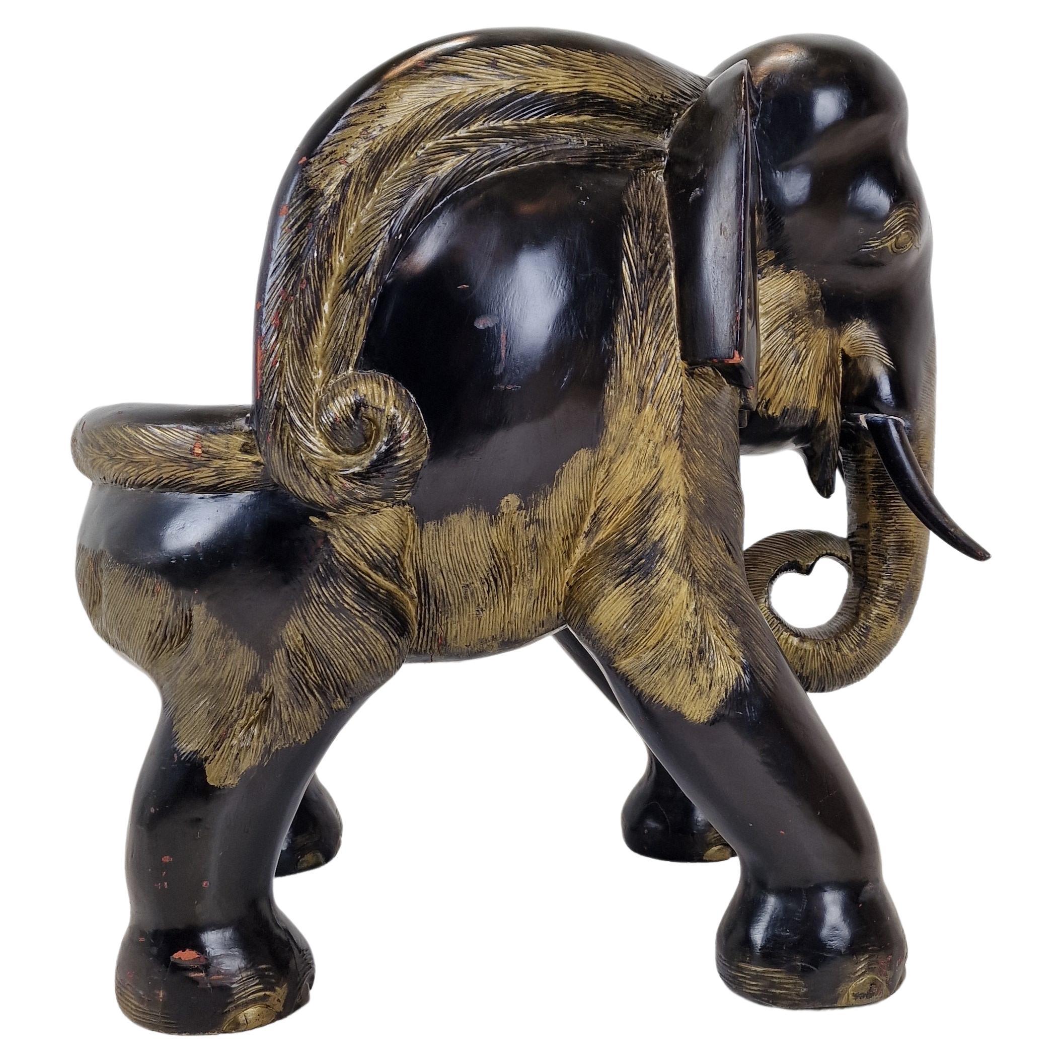 Asian Wooden Elephant Chair, 1900's For Sale