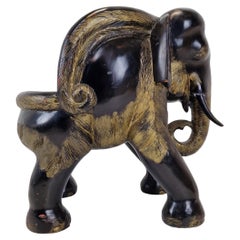 Silla asiática de madera en forma de elefante, 1900