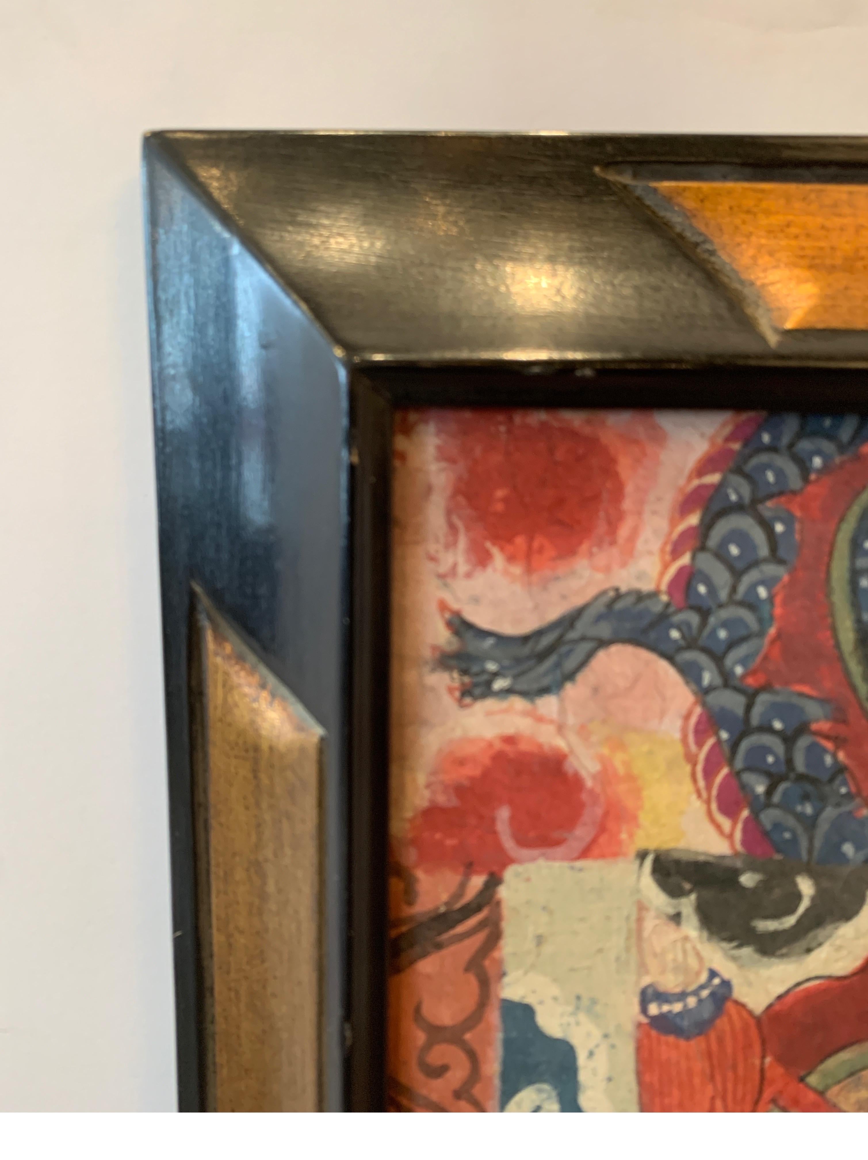 Chinese Asian Work on Paper in Later Lacquer and Gilt Frame