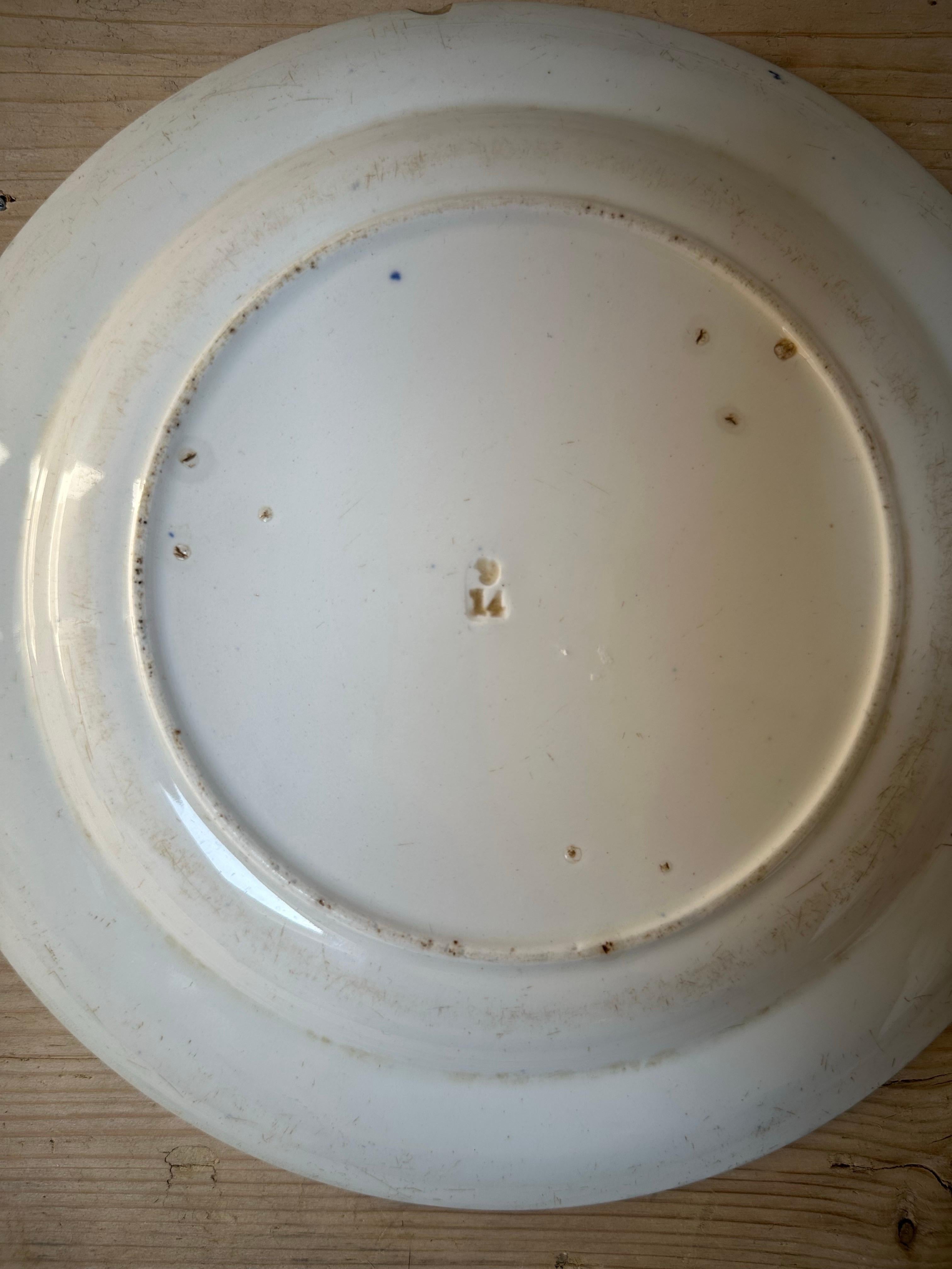 Asiatic Pheasant Dinner Plate, Blue & White Floral, circa 1850, Ceramic For Sale 8