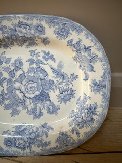 Asiatic Pheasant’s Blue & White Medium Platter, 19th Century