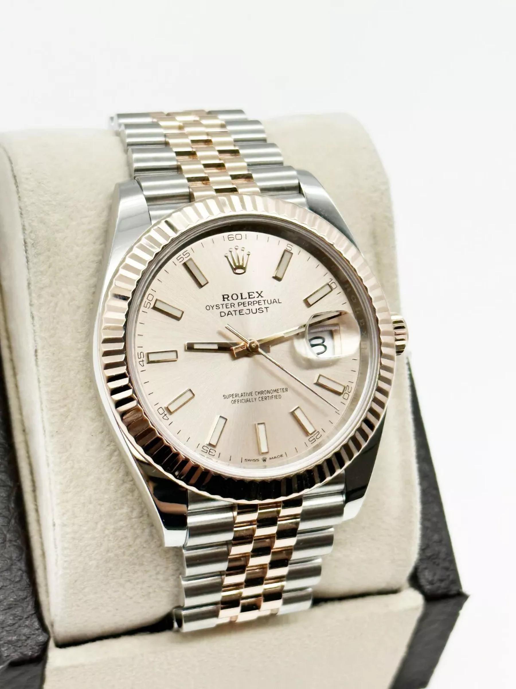 De los hombres Rolex Datejust 41 126301 Esfera Sundust Oro rosa 18K Caja inoxidable Papel 2021 en venta