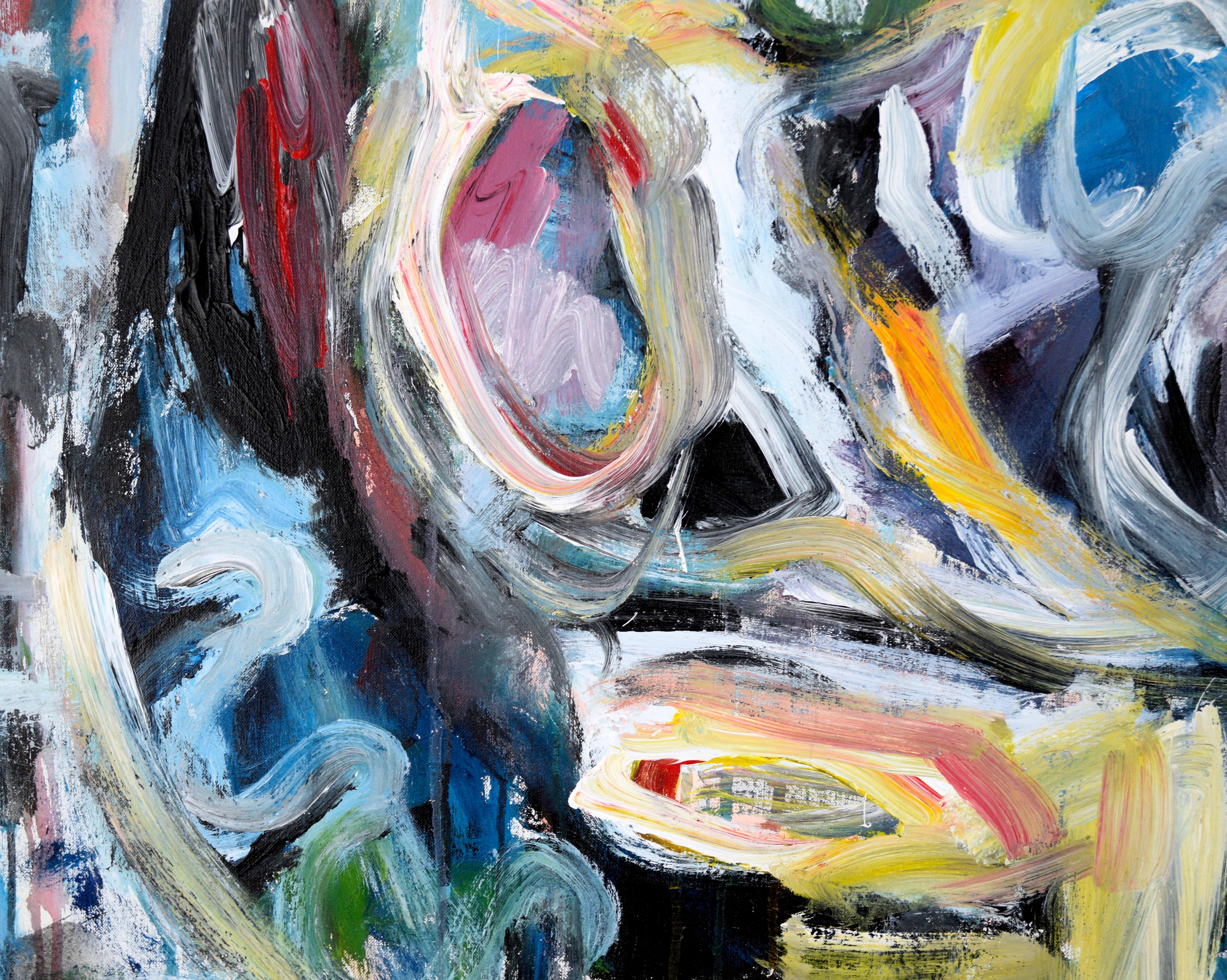 Composizione figurativa astratta espressionista ad olio su tela - Abstract Painting Grigio di Aska