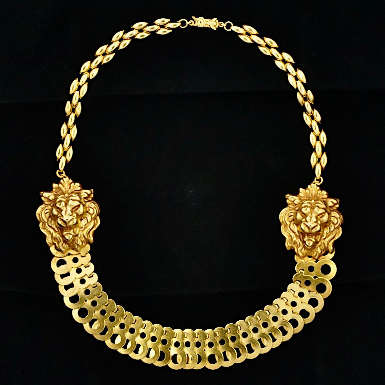 Askew London Gold Plated Lion Necklace For Sale 8