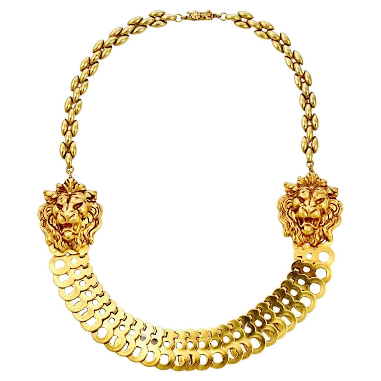 Askew London Gold Plated Lion Necklace For Sale