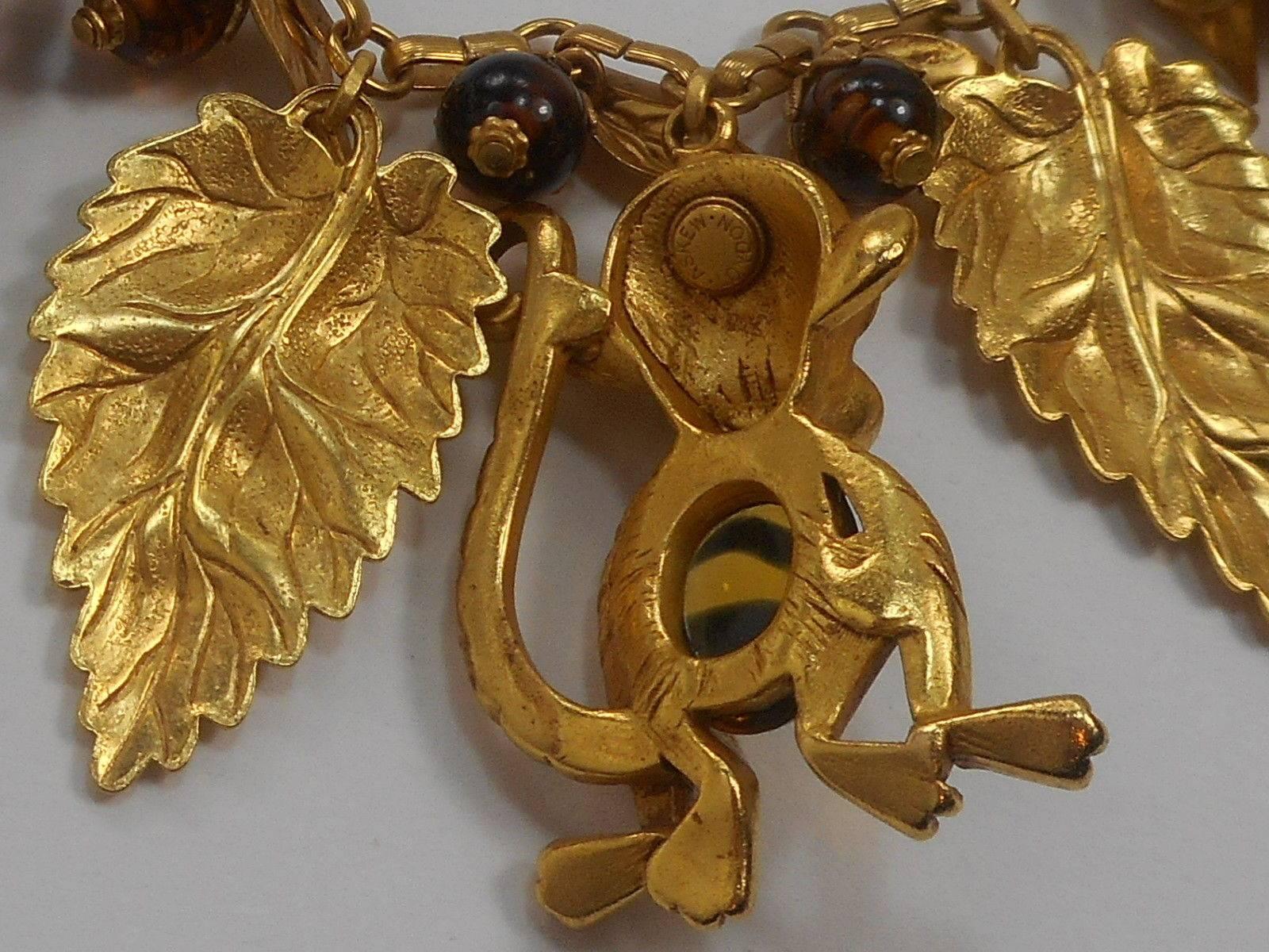 Askew London Monkey and Leaf Signed Statement Necklace In New Condition In Montreal, QC