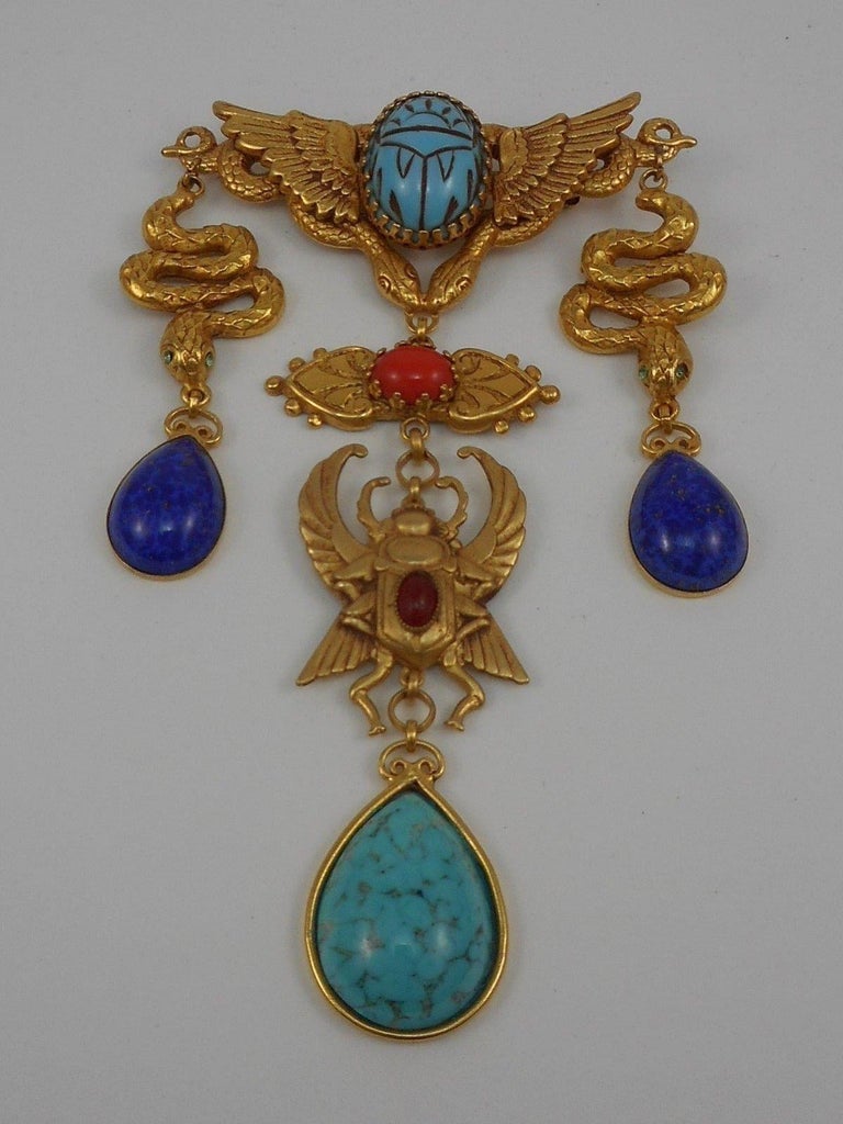 Askew London Snake and Winged Scarab Egyptian Revival Statement Brooch Pin at 1stDibs