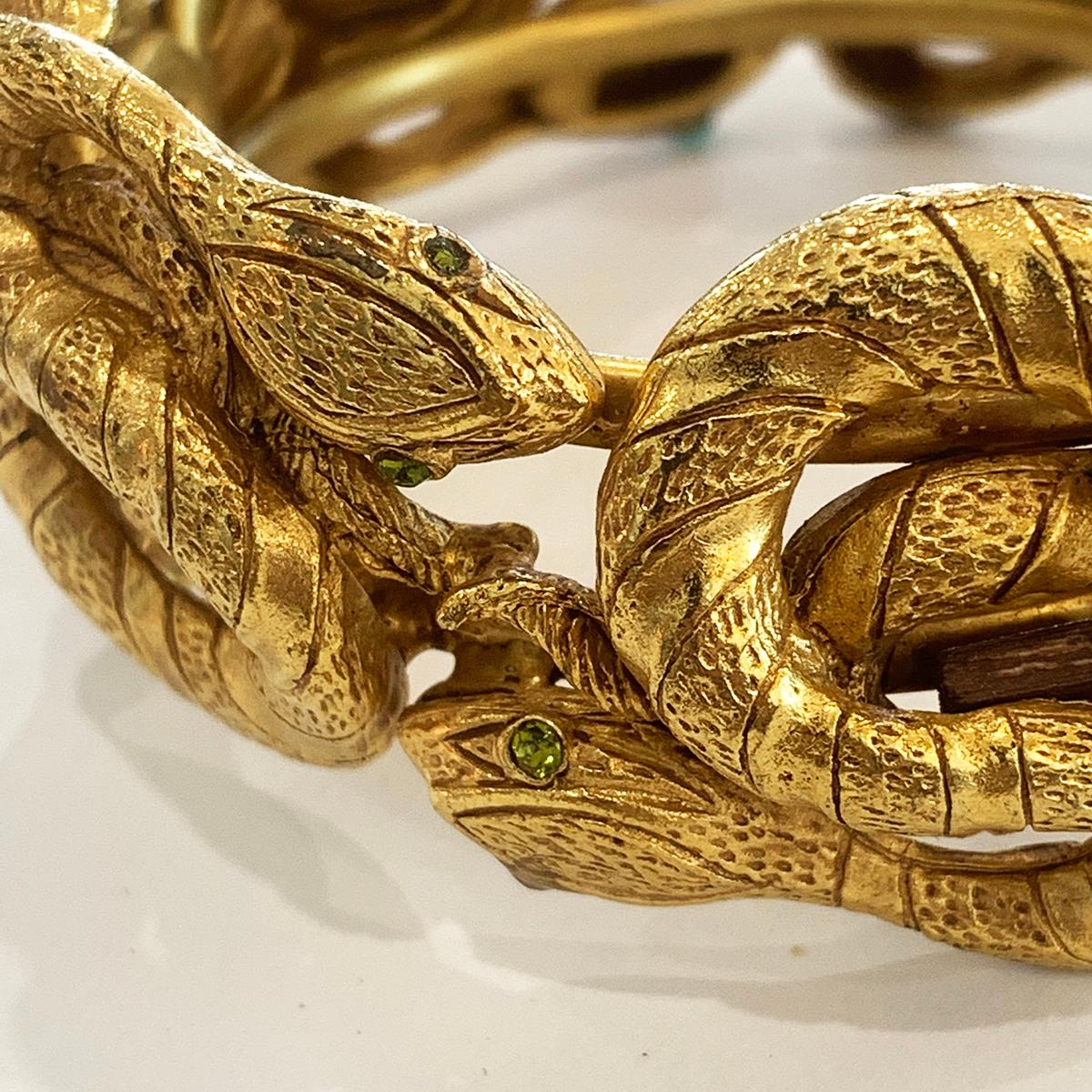 Modernist Askew of London Egyptian Revival Snake Asp Bracelet