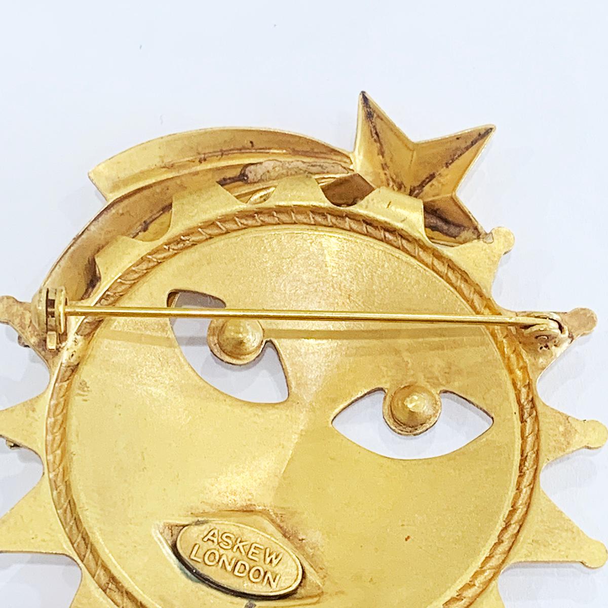 Modernist Askew of London Large Sun brooch pin with diamantes  For Sale