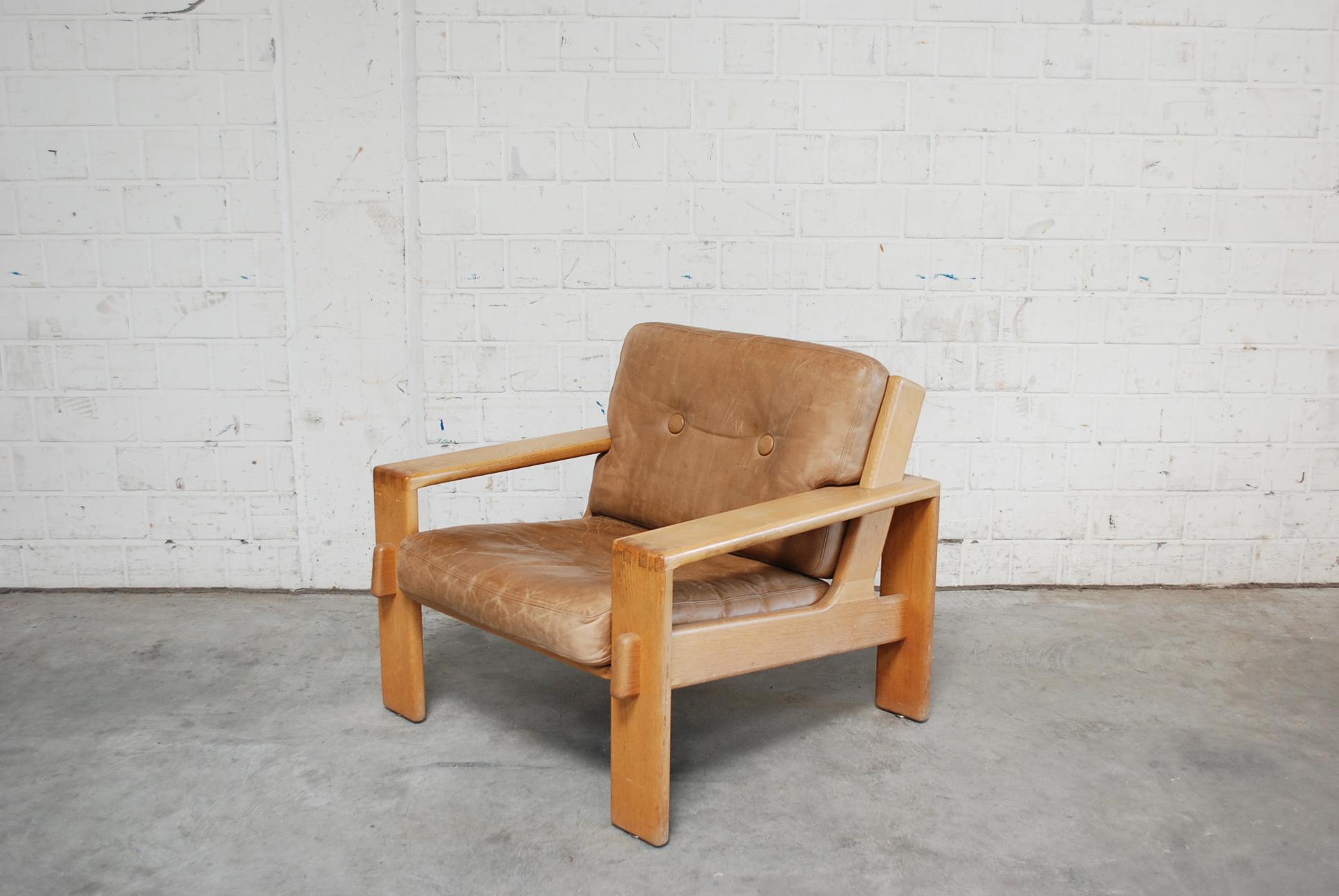 Finnish Asko Bonanza Armchair Brown Caramel Leather Chair Design Esko Pajamies