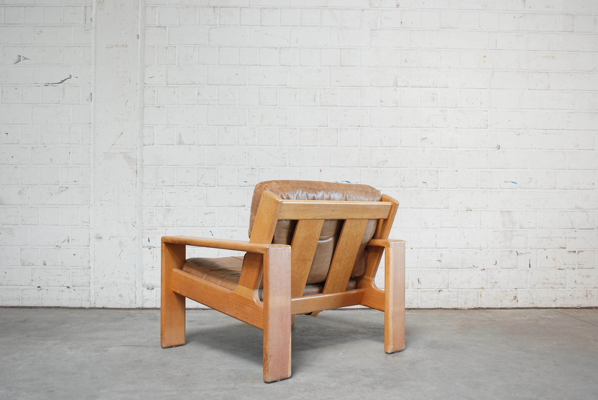 Asko Bonanza Armchair Brown Caramel Leather Chair Design Esko Pajamies In Good Condition In Munich, Bavaria
