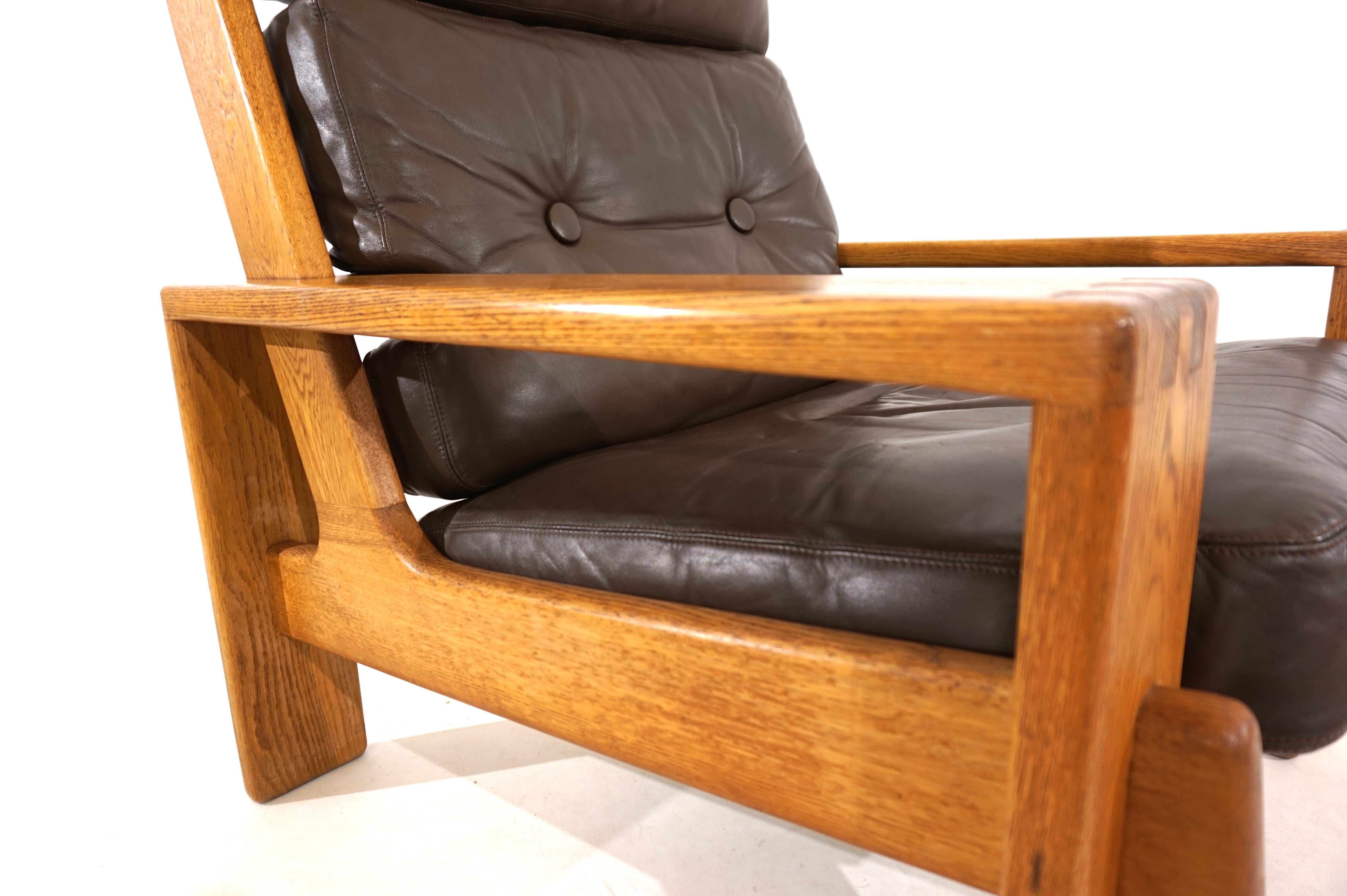 Asko Bonanza brown high-back leather armchair by Esko Pajamies For Sale 12