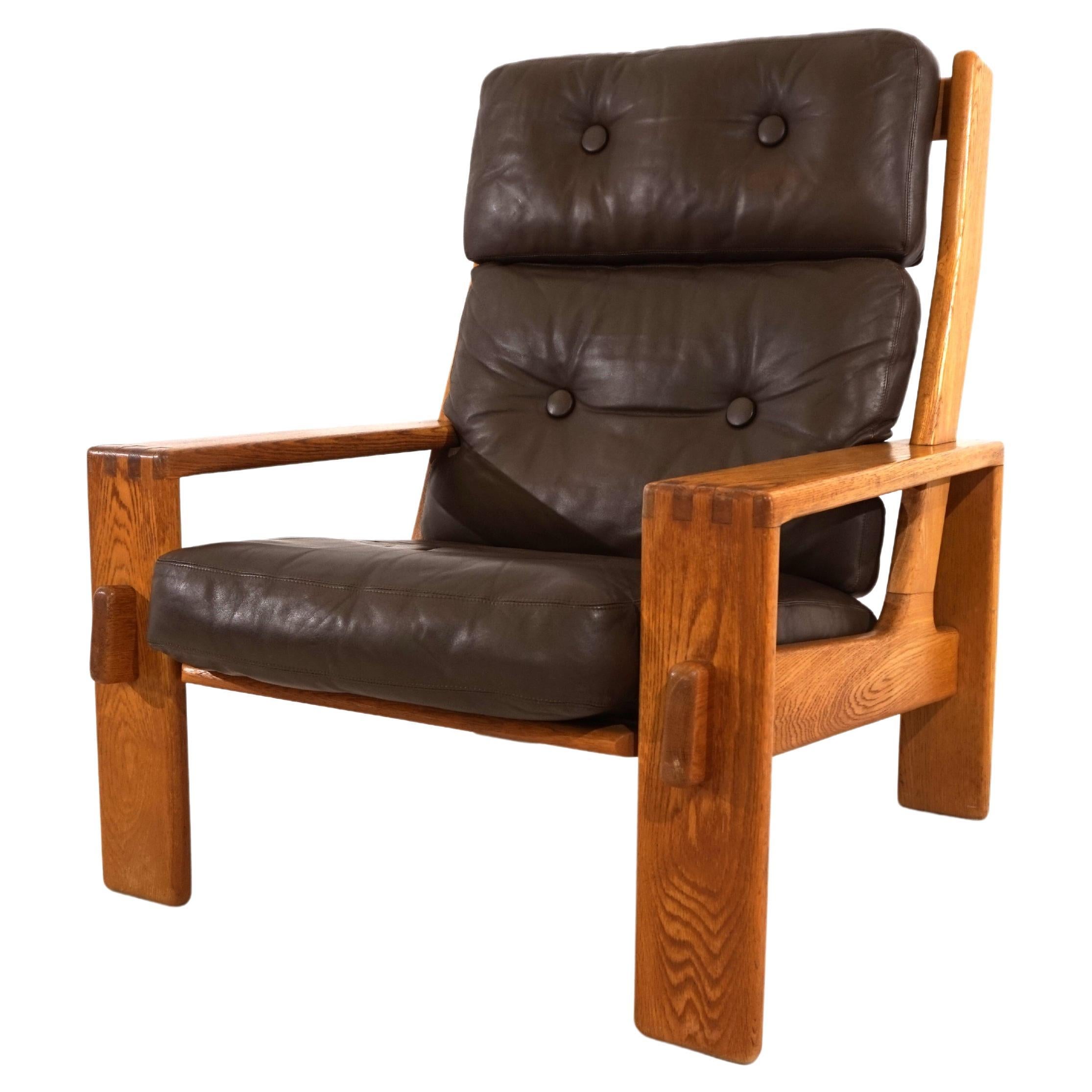 Asko Bonanza brown high-back leather armchair by Esko Pajamies