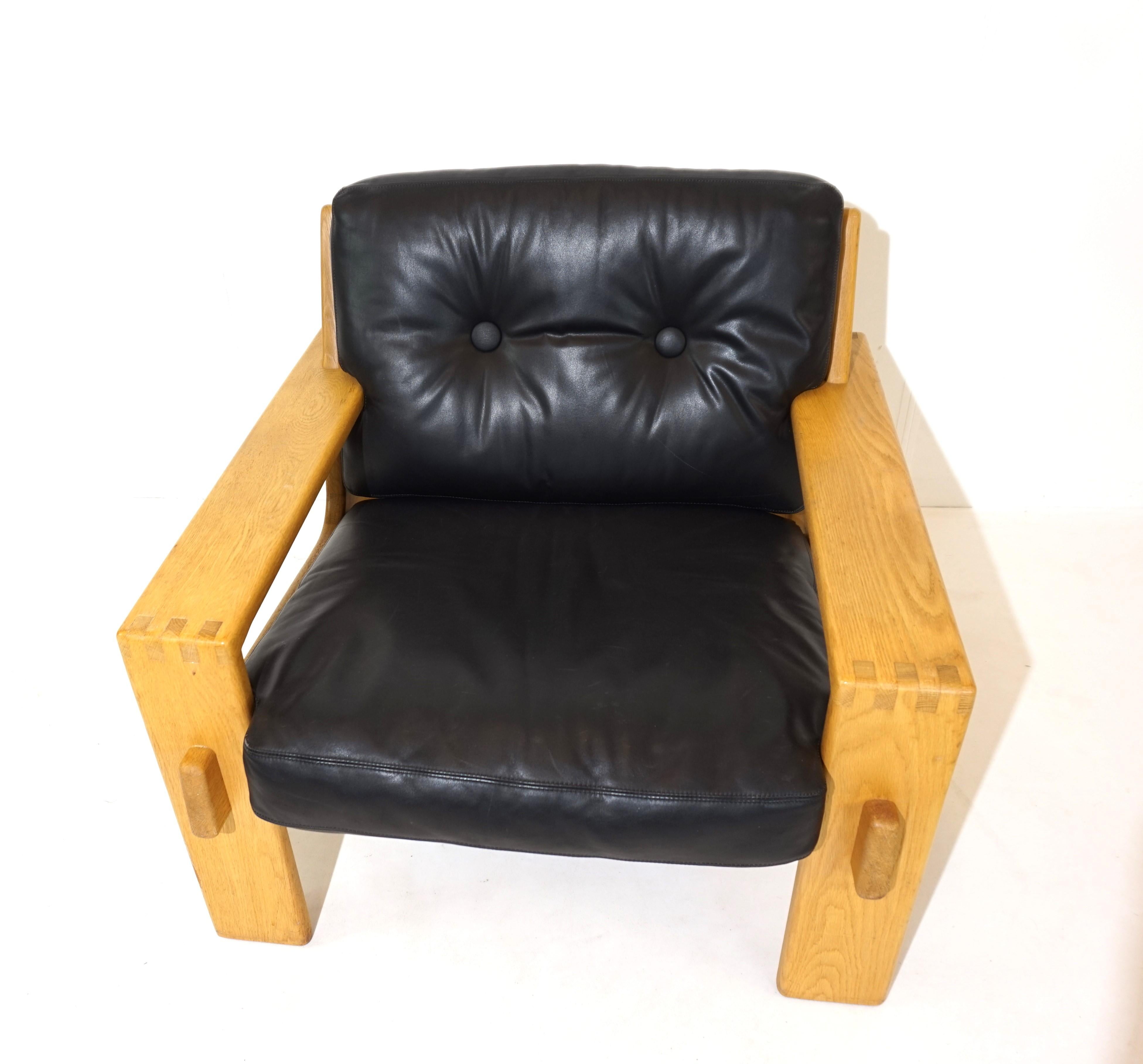 Asko Bonanza set of 2 black leather armchairs from Esko Pajamies 4