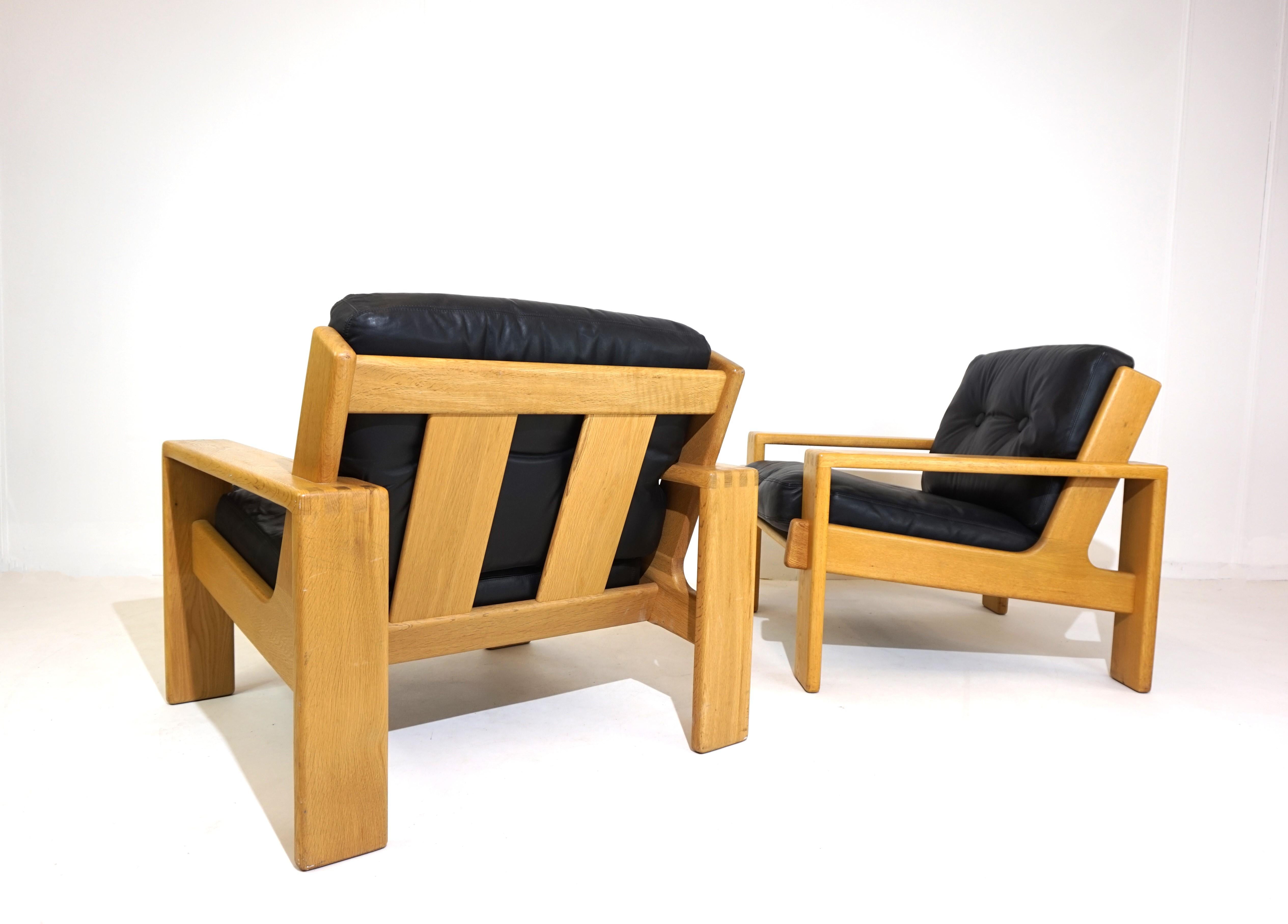 Asko Bonanza set de 2 fauteuils en cuir noir de Esko Pajamies Bon état - En vente à Ludwigslust, DE