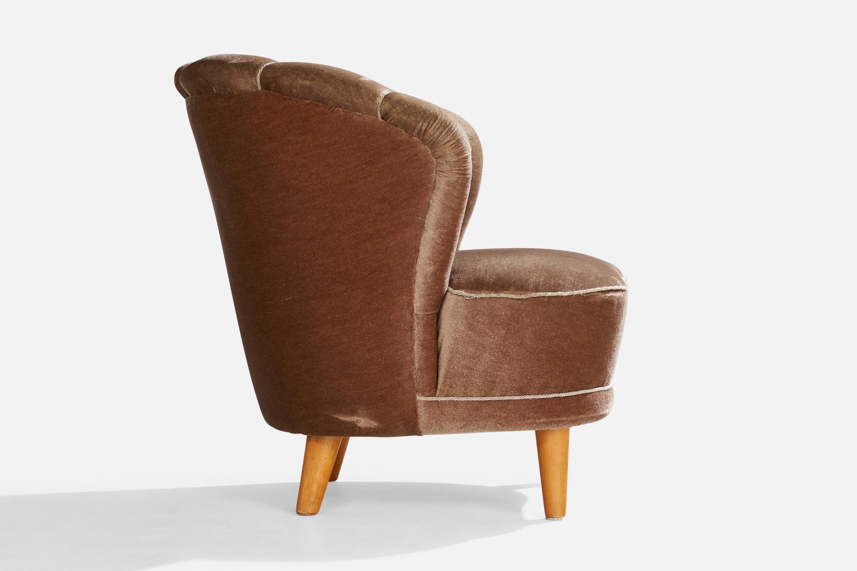 Asko, Sedie da salotto, Velluto, Wood, Finlandia, anni '40 in vendita 2