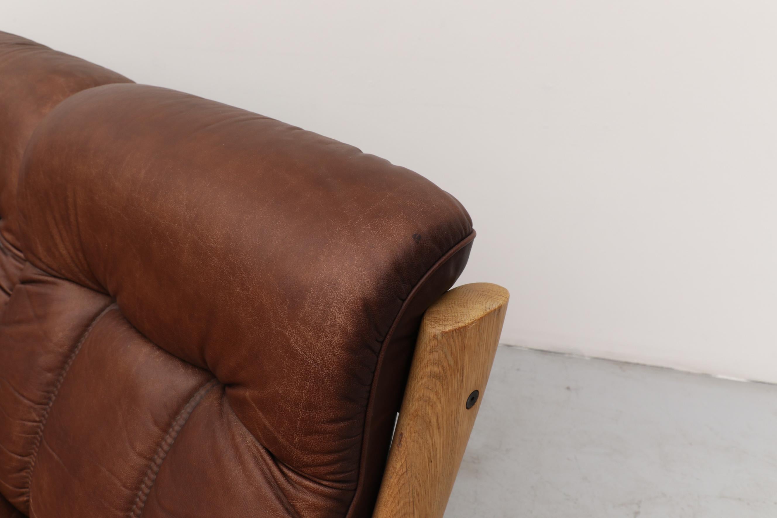 Asko Oak and Leather 3 Seater Sofa 3