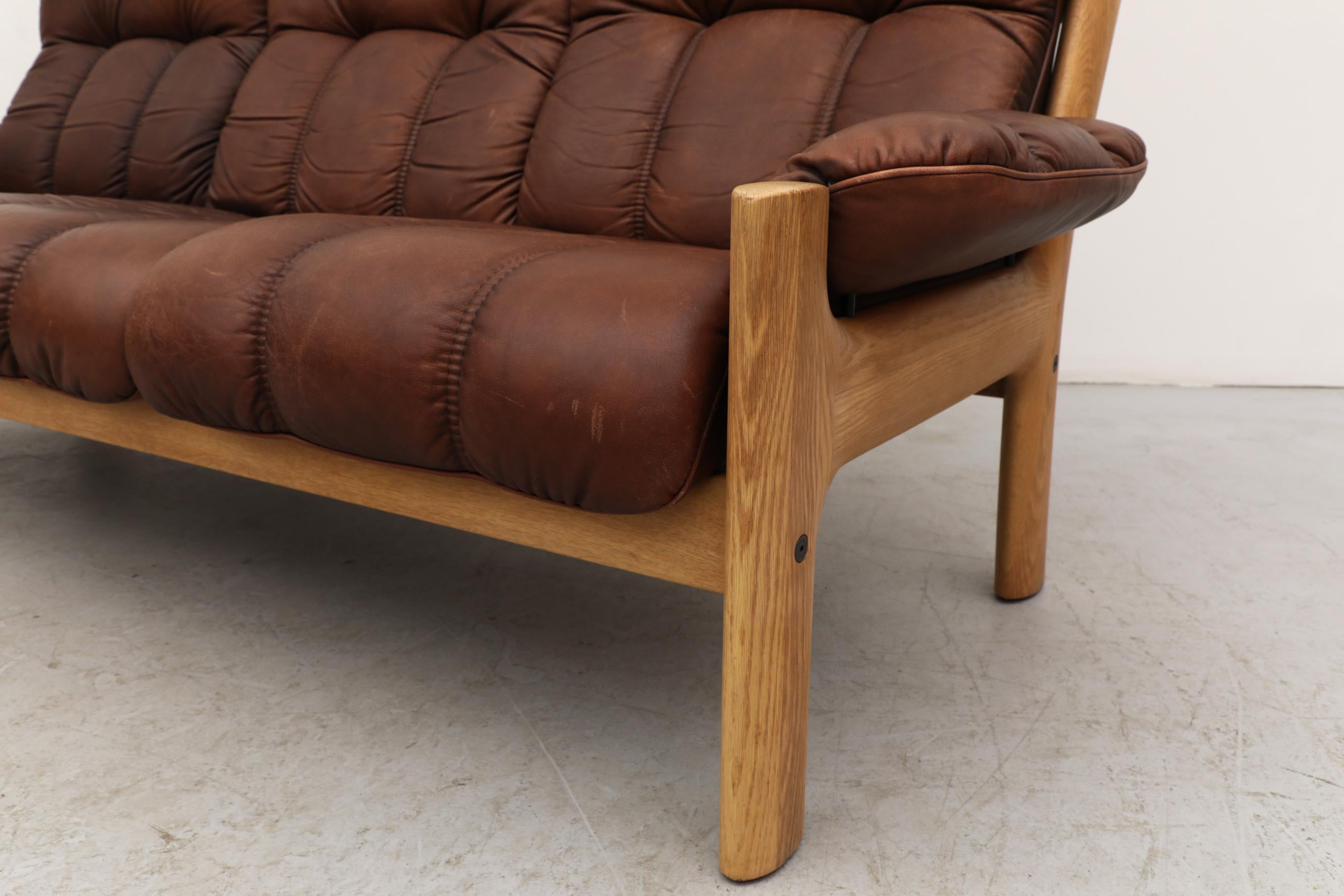 Asko Oak and Leather 3 Seater Sofa 5