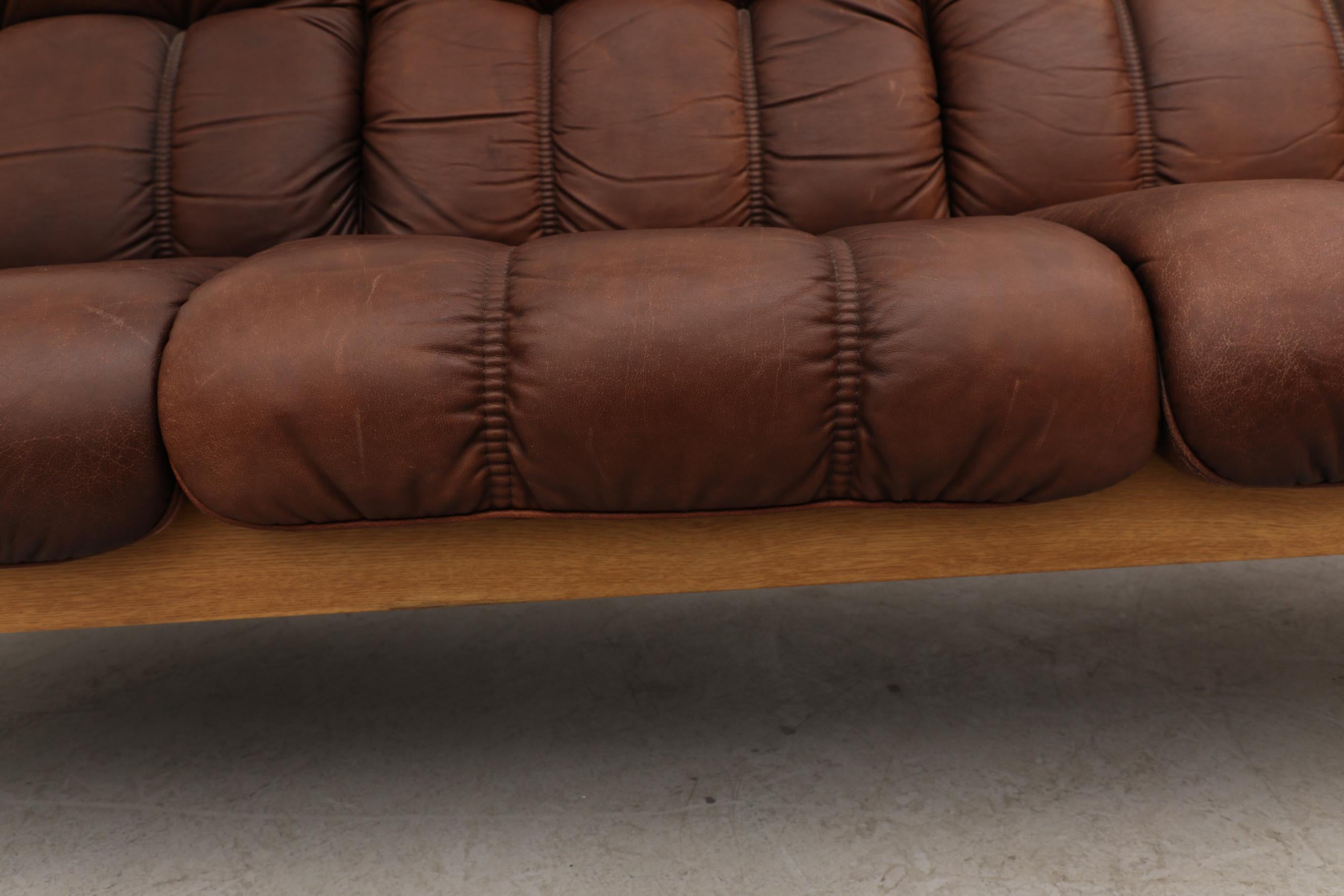 Asko Oak and Leather 3 Seater Sofa 8