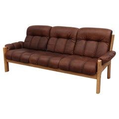 Asko Oak and Leather 3 Seater Sofa