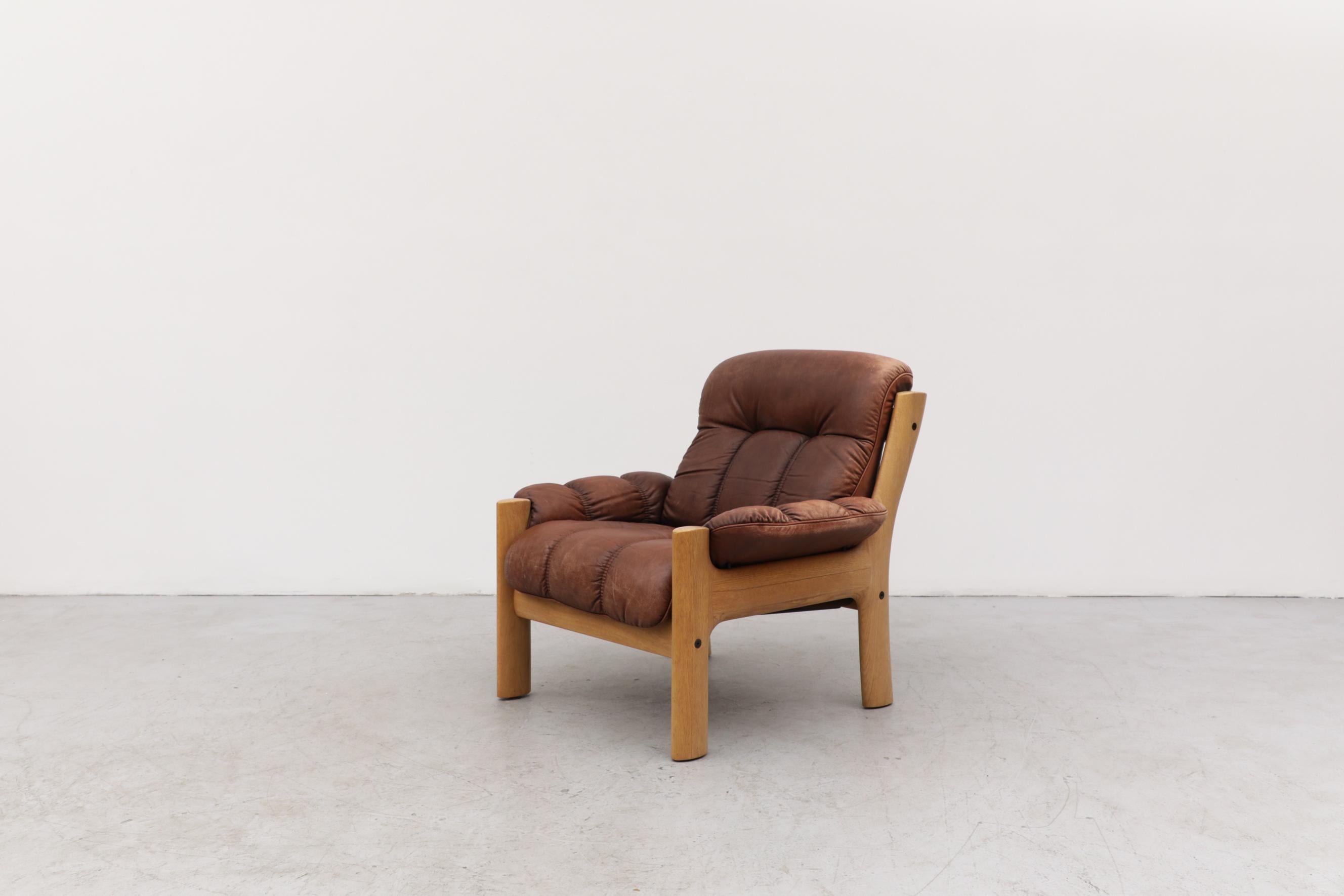 Mid-Century Modern Asko Oak and Leather Lounge Chair