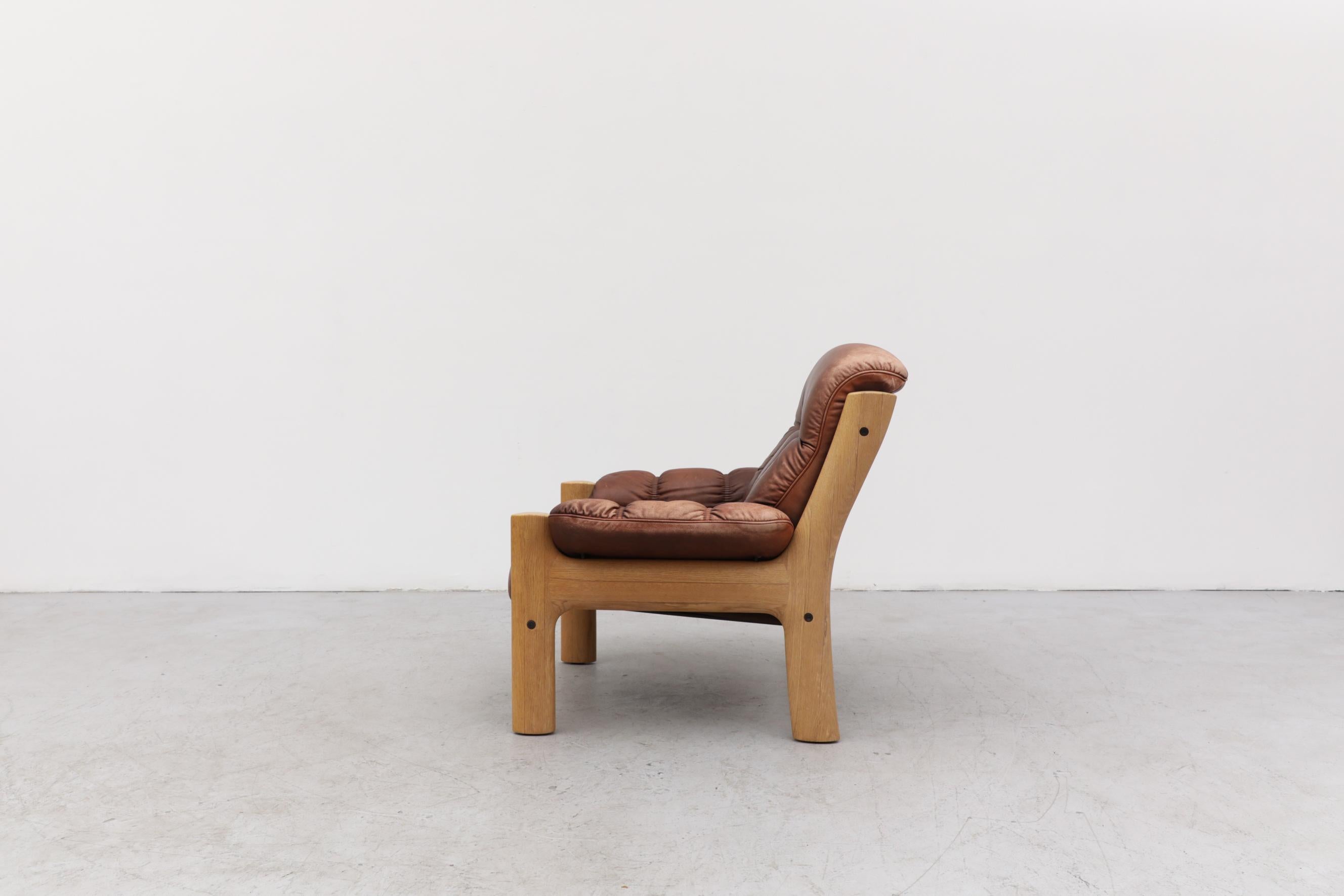 Finnish Asko Oak and Leather Lounge Chair
