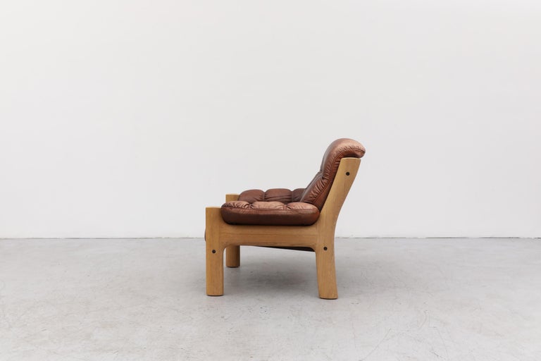 Finnish Asko Oak and Leather Lounge Chair For Sale