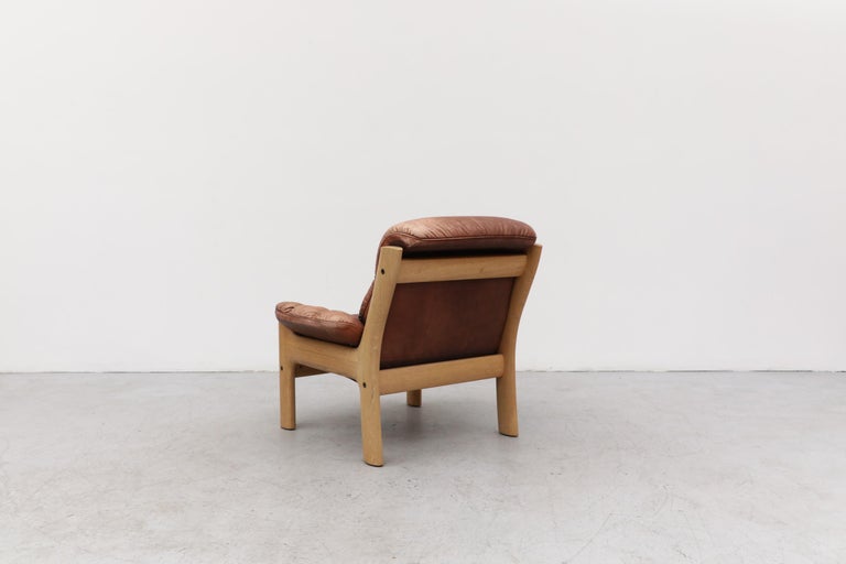 Asko Oak and Leather Lounge Chair In Good Condition For Sale In Los Angeles, CA