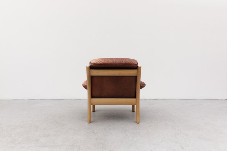 Late 20th Century Asko Oak and Leather Lounge Chair For Sale