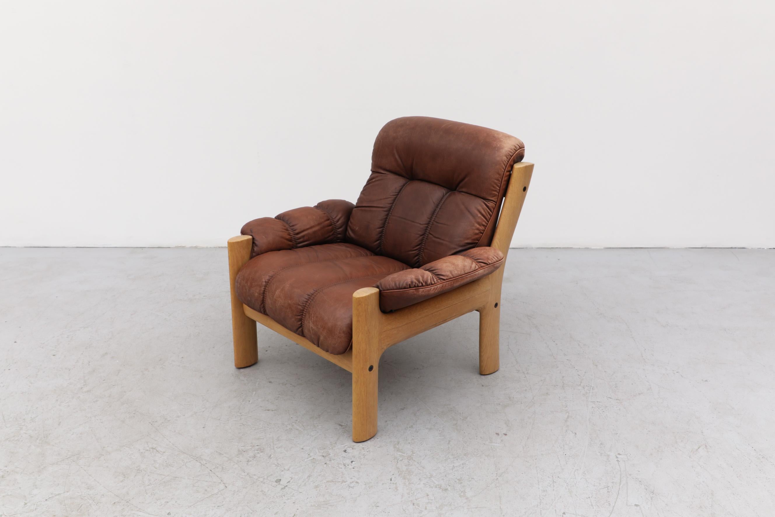 Asko Oak and Leather Lounge Chair 1