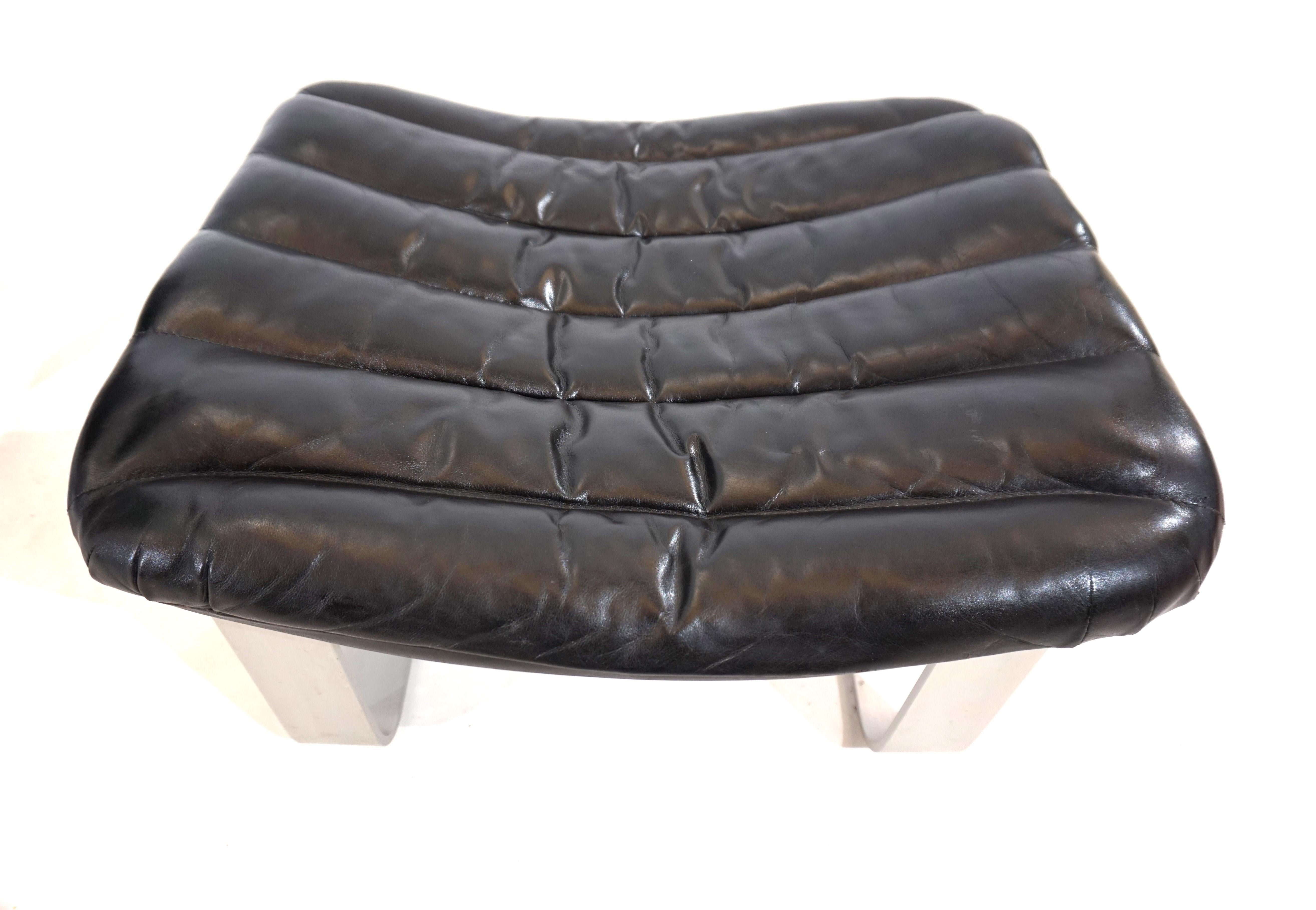 Asko Pulkka leather armchair with ottoman by Ilmari Lappalainen 2